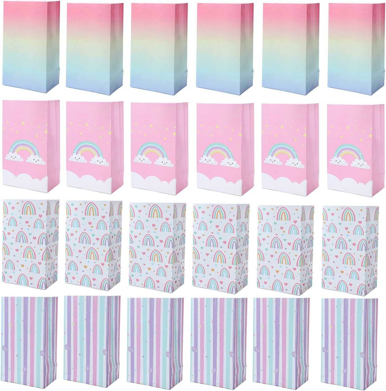 OSYLICT 24PCS Party Gift Bag with Thank You Stickers, Wrapping Gift Paper Bags for Kids Girls Boys Birthday Bags Party Bags Wedding Favor Bags image number 2