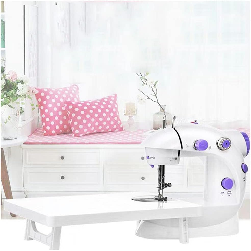 Mini Sewing Machine for Beginner, Dual Speed Portable Electric Sewing Machine with Extension Table, Light, Sewing Kit for Household, Travel Automatic Sewing Machine