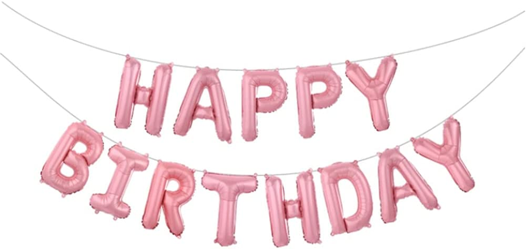 Happy Birthday Balloons Banner Aluminum Foil Letters for Birthday Party Decoration (Pink) image number 1