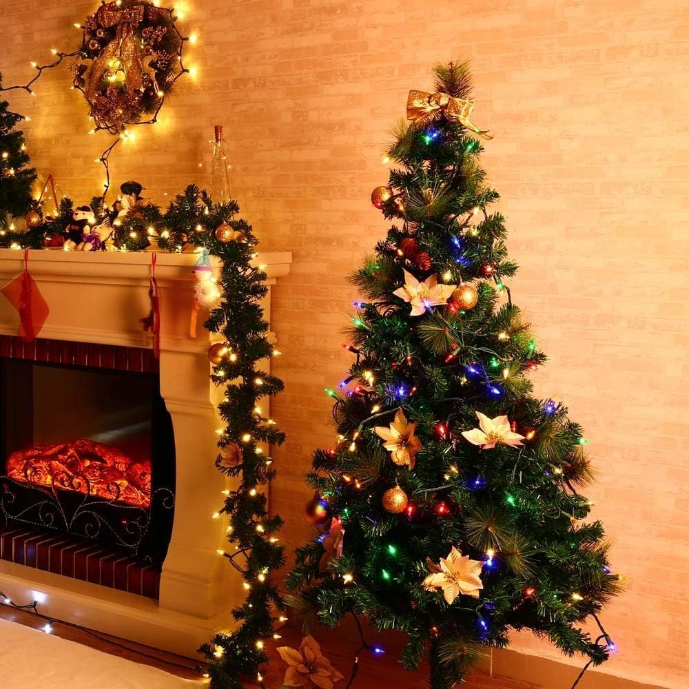 50-Count 8 Modes Christmas Lights with Timer, 18Ft Battery Operated String Light Mini Lights Set for Indoor Outdoor Wreath Decor Christmas Tree Thanksgiving Day, Multicolor