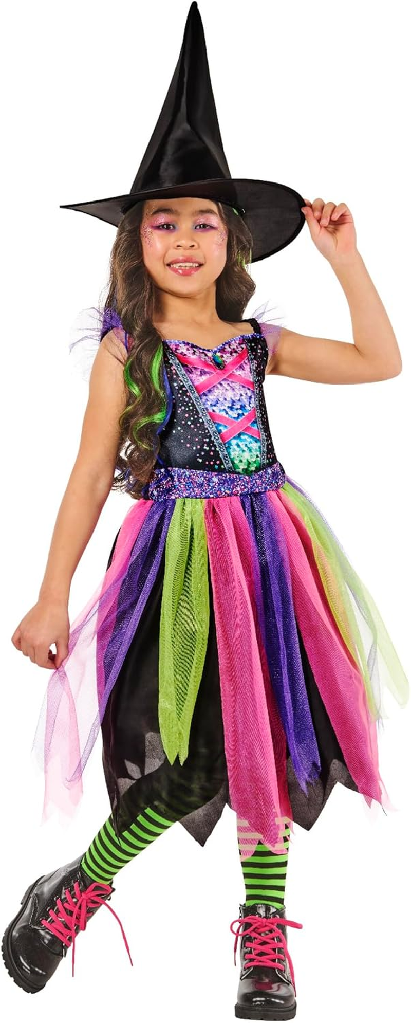 Rubies 1001676XXS000 Bright-Night Witch Kids Fancy Dress, Girls, Multicoloured, 3-4 Years image number 6