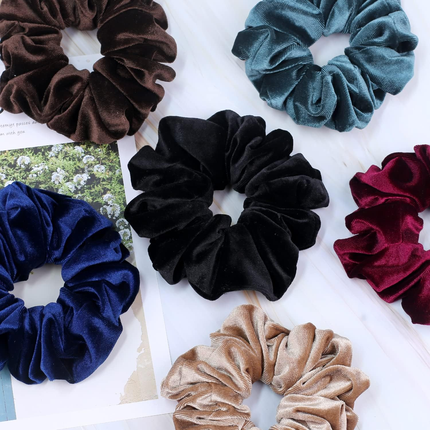 IVARYSS Extra Large Scrunchies for Women'S Thick Hair, Premium Velvet Soft Jumbo Scrunchy, XL 6 Inch Big Elastic Band Hair Accessories, 4 Pack, Neutral image number 3