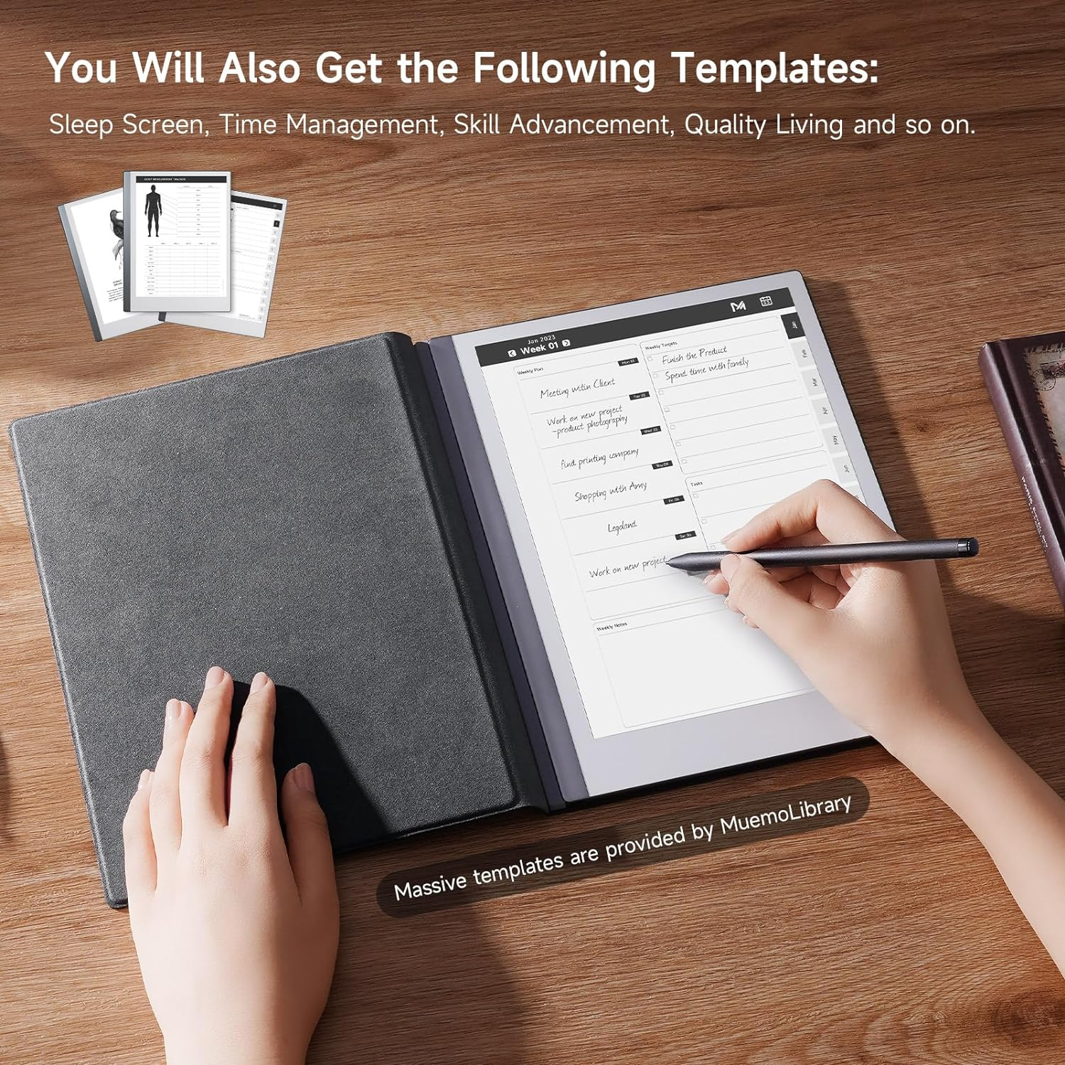 Ayotu Premuin PU Leather Smart Case for Remarkable 2 Paper Tablet 10.3" 2020 Released - Program Templates & Replacement Marker Stylus Pen Tips-[All in One Bundle]-Enhance Your Writing Experience. - B-Brown image number 4