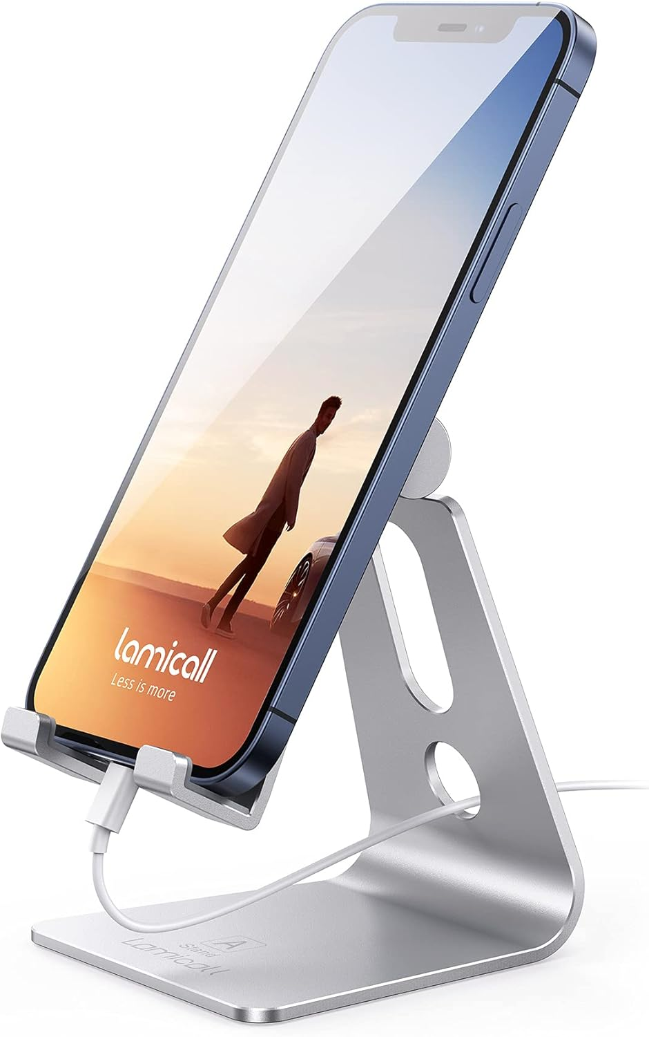 Adjustable Cell Phone Stand, Lamicall Phone Stand : [Update Version] Cradle Dock Holder Compatible with Iphone Xs XR 8 X 7 6 6S plus SE 5 5S 5C Charging, Accessories Desk, Android Smartphone - Sliver image number 3
