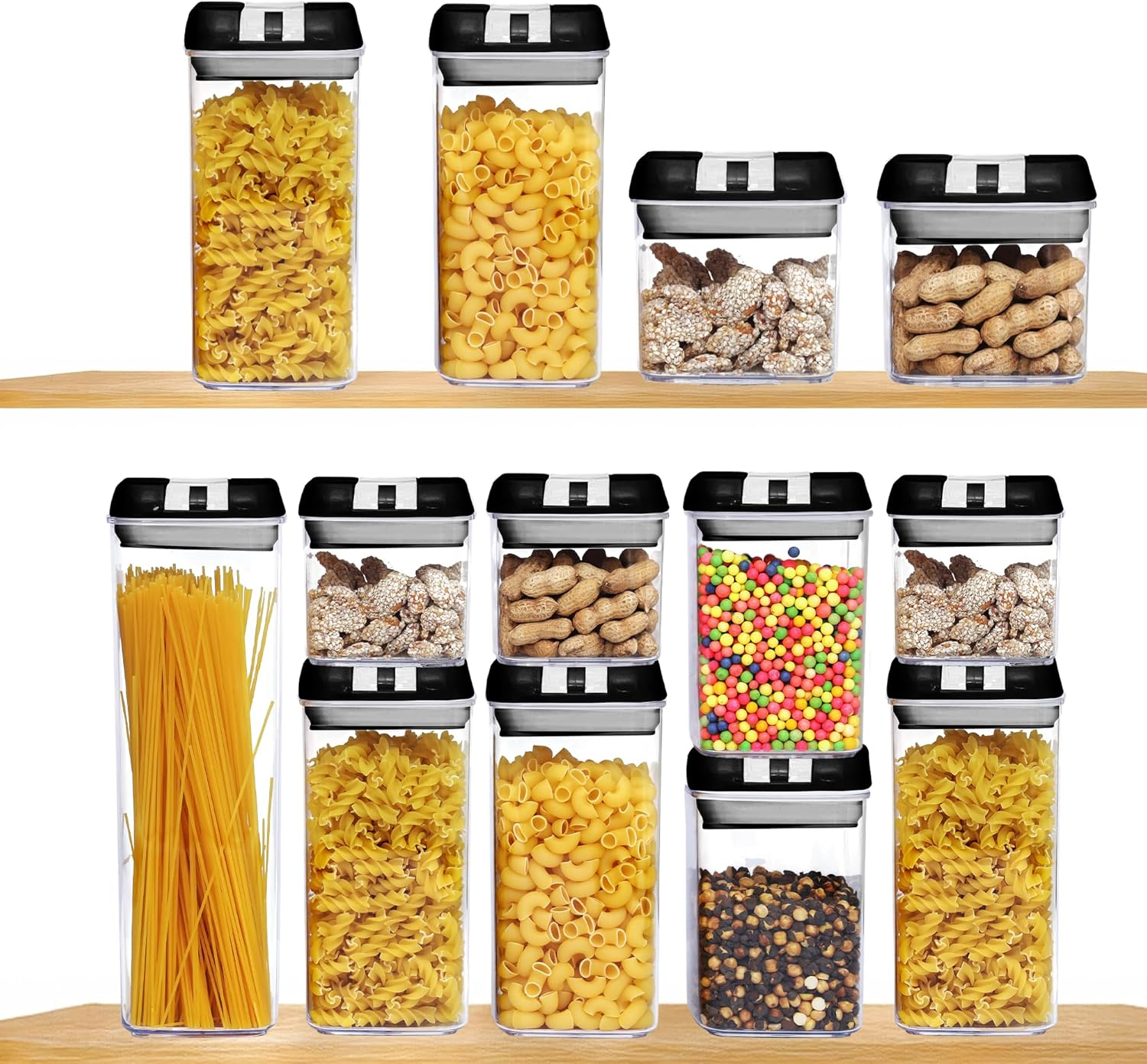 Premium 14-Pack Food Storage Containers with Lids-Crystal Clear Kitchen Storage Plastic Containers with Airtight Fliplock Lids-Durable & Versatile Food Containers with 20 Labels & Pen (Black) image number 5