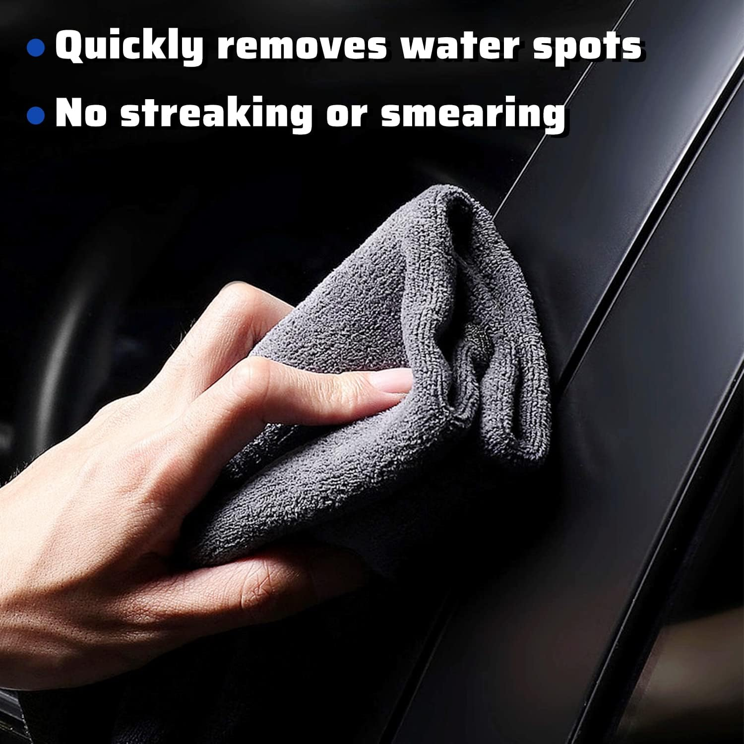FUN-DRIVING 10 Pack 16" X 24" Professional Microfiber Towels,600Gsm Thick,Soft,Highly Absorbent Safe for Household, Car Washing, Drying & Auto Detailing, Blue-Grey image number 3