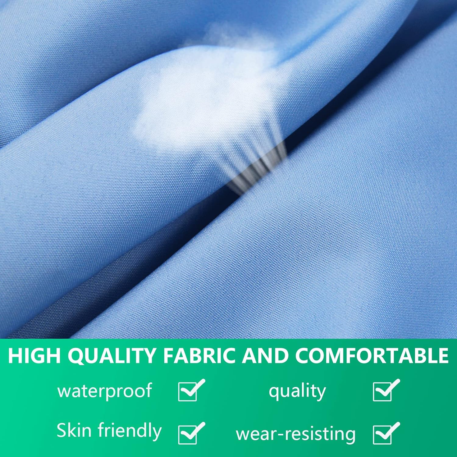 Outdoor Hanging Lounge Chair Replacement Cushion Cover and Umbrella Fabric, Made for Patio Curved Chaise Hammock Floating Swing Chair Pads, Waterproof Soft Fabric (Cushion Not Included), Blue - Khaki image number 4