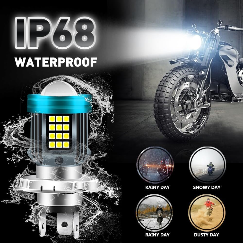 HB2 H4 LED Motorcycle Headlight Bulb Red Blue Angel Eye with HD Projector Super Bright HS1 9003 LED Headlight Bulb 25W 6000K Moto High/Low Beam White 4 Lghting Modes Plug and Play 12V-80V 1PCS image number 1