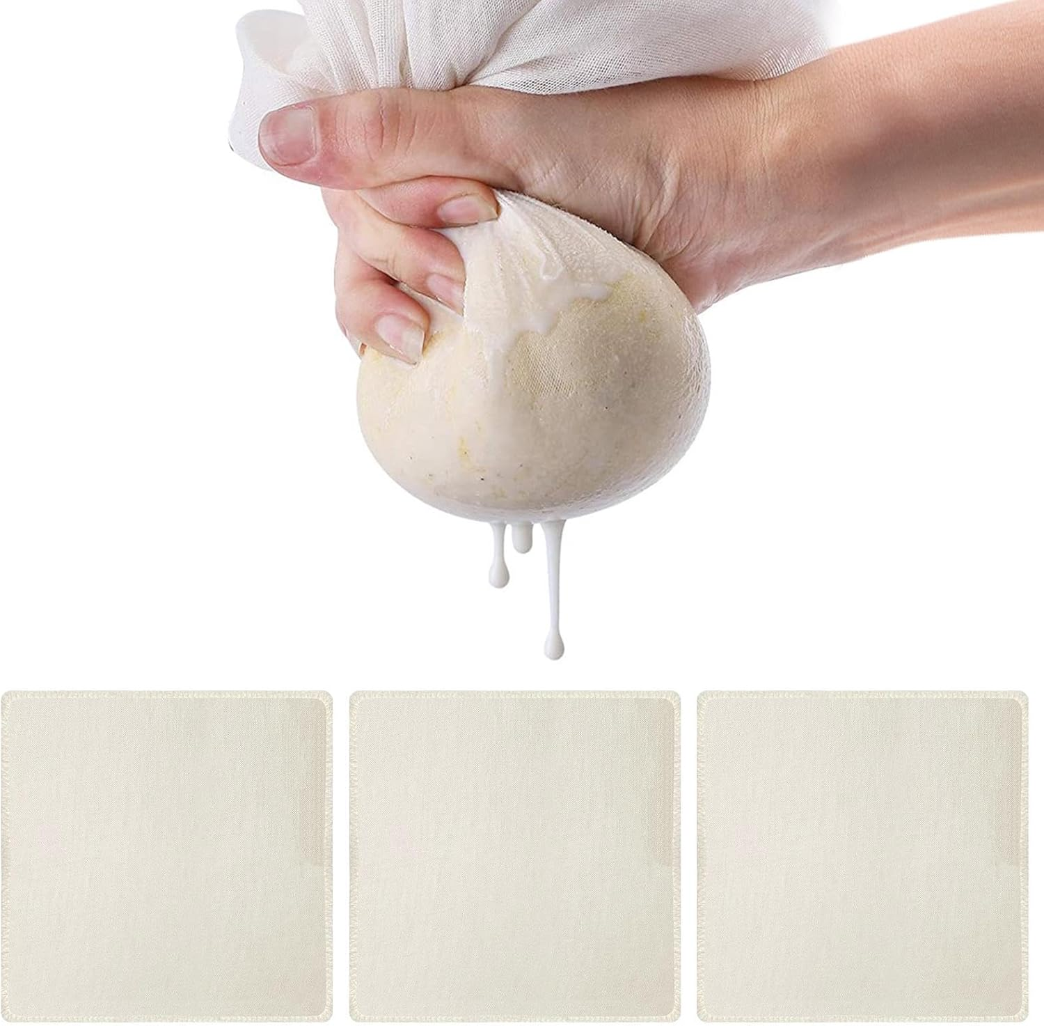 3 Pcs Cheesecloth-Grade 90,Cheese Cloth for Straining,20X20Inch Hemmed Unbleached Cheese Cloth Ultra Fine Cheesecloths for Cooking Baking Cheese Making Juicing,50X50Cm