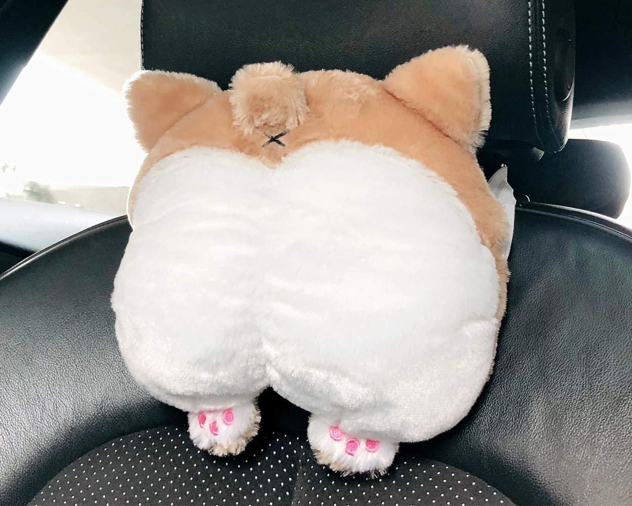 Car Neck Pillow Cute Corgi Butt Headrest Cotton Pillow Soft Headrest Pillow, Brown, F image number 3