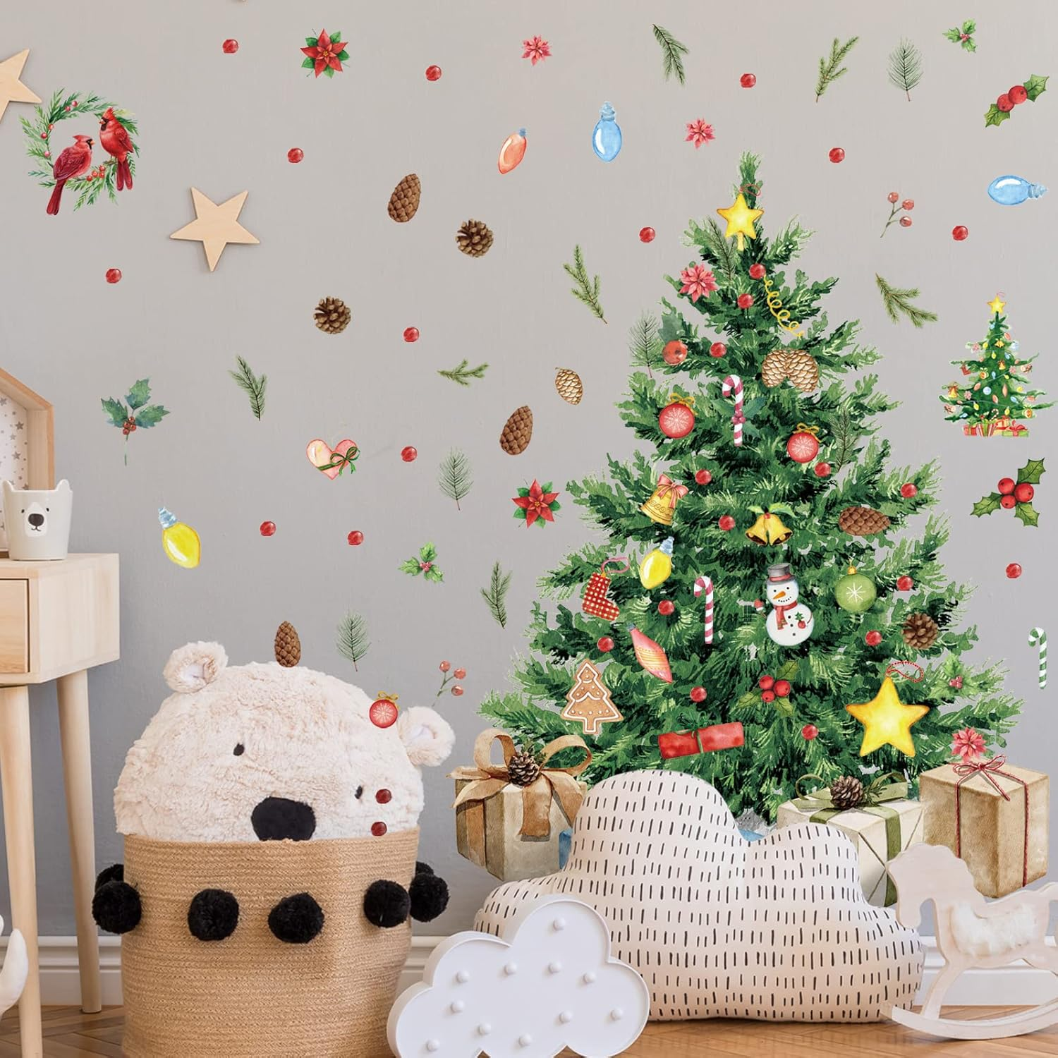 Spiareal Christmas Tree Wall Decals DIY Peel and Stick Stickers for Xmas Home Office Nursery Art image number 2