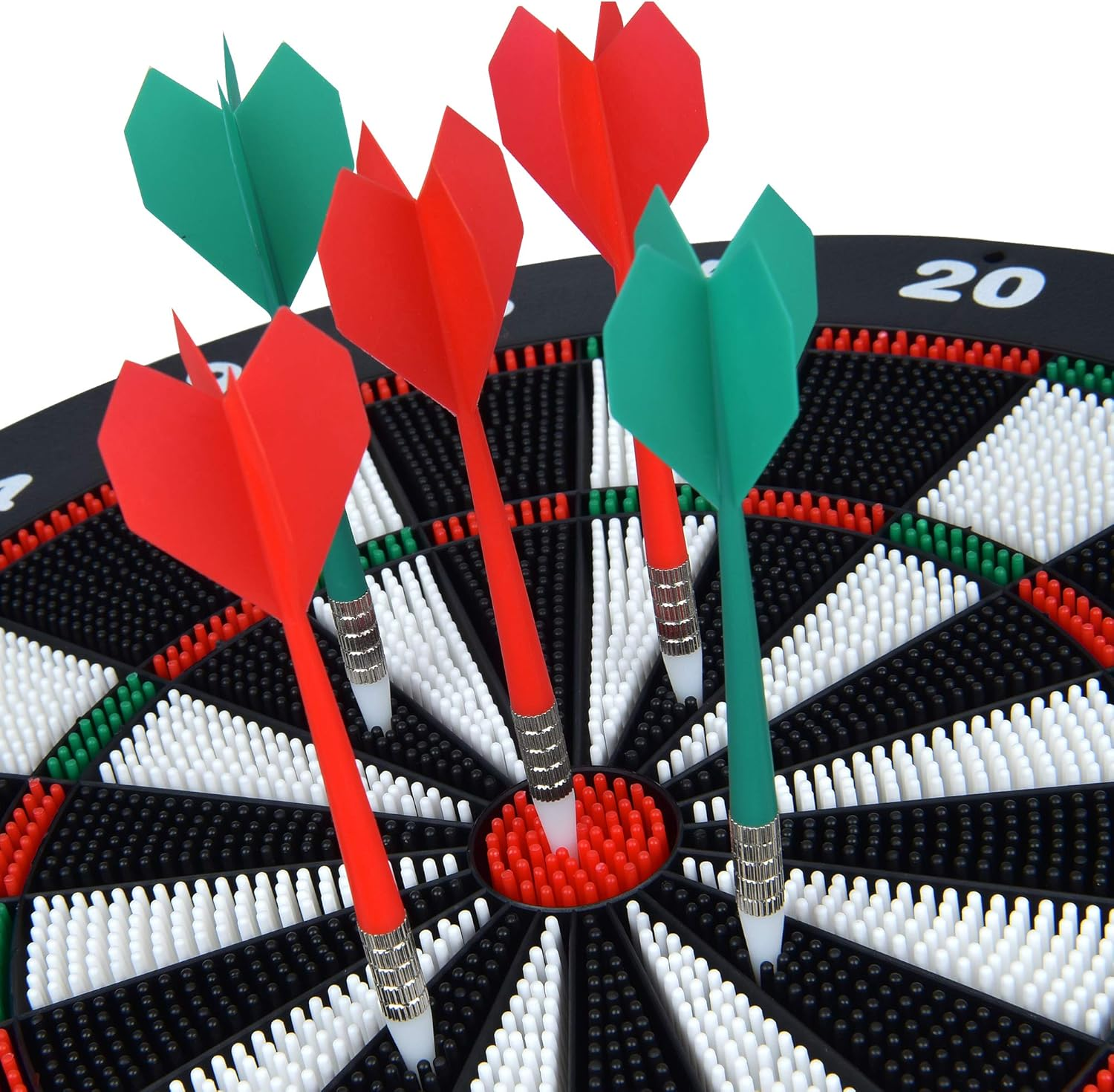 Portzon Dart Board, 16.4 Inch with 6 Rubber Safety Tip Darts Dartboard Game Set, Office Relaxing Sport & Family Leisure Time image number 2