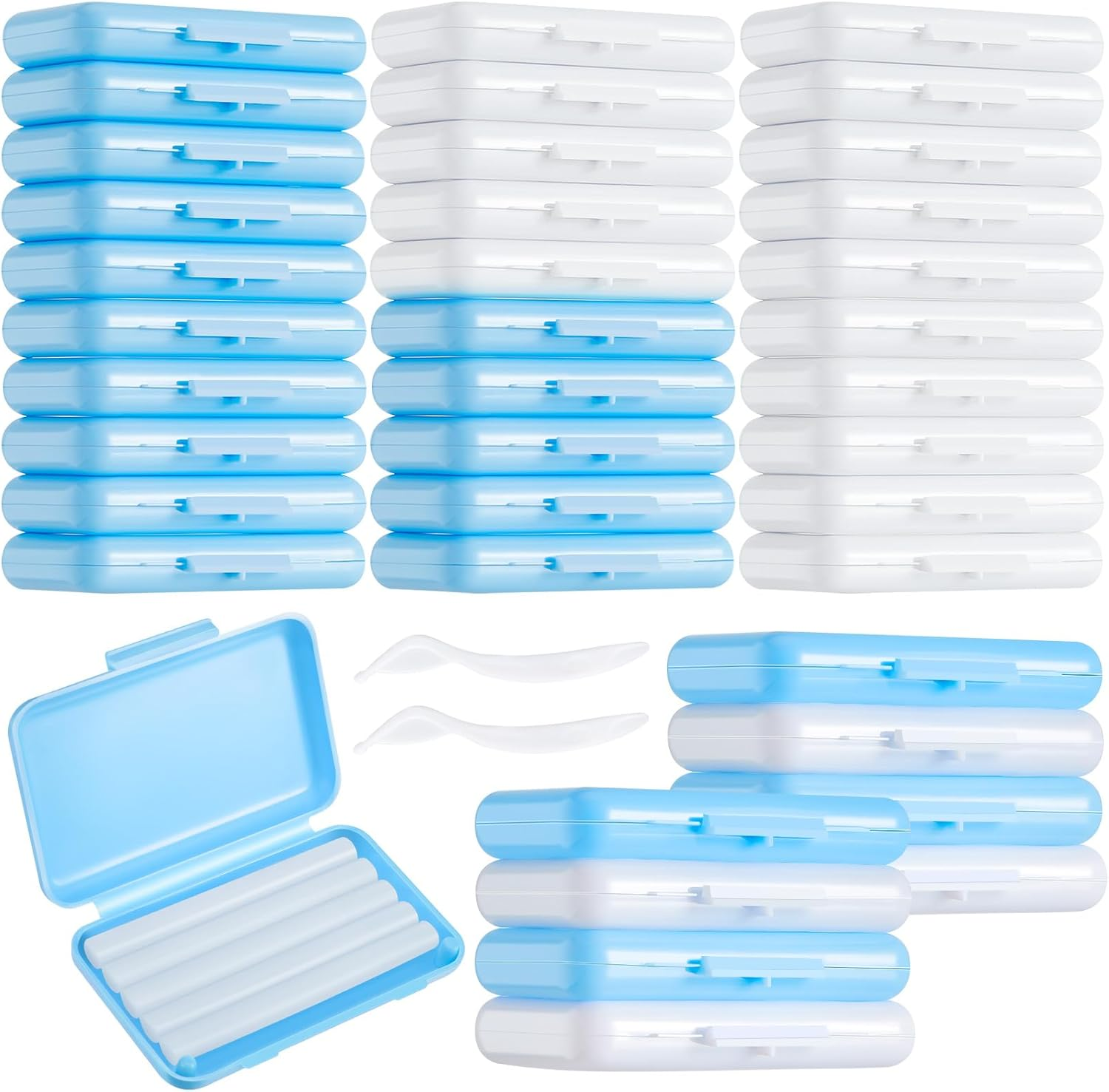 Tondiamo 40 Pack Clear Braces Wax for Teeth Dental Wearer Orthodontic Tooth Wax for Braces and Oral Appliances with Colorful Storage Case and Smell(Mixed Flavors)