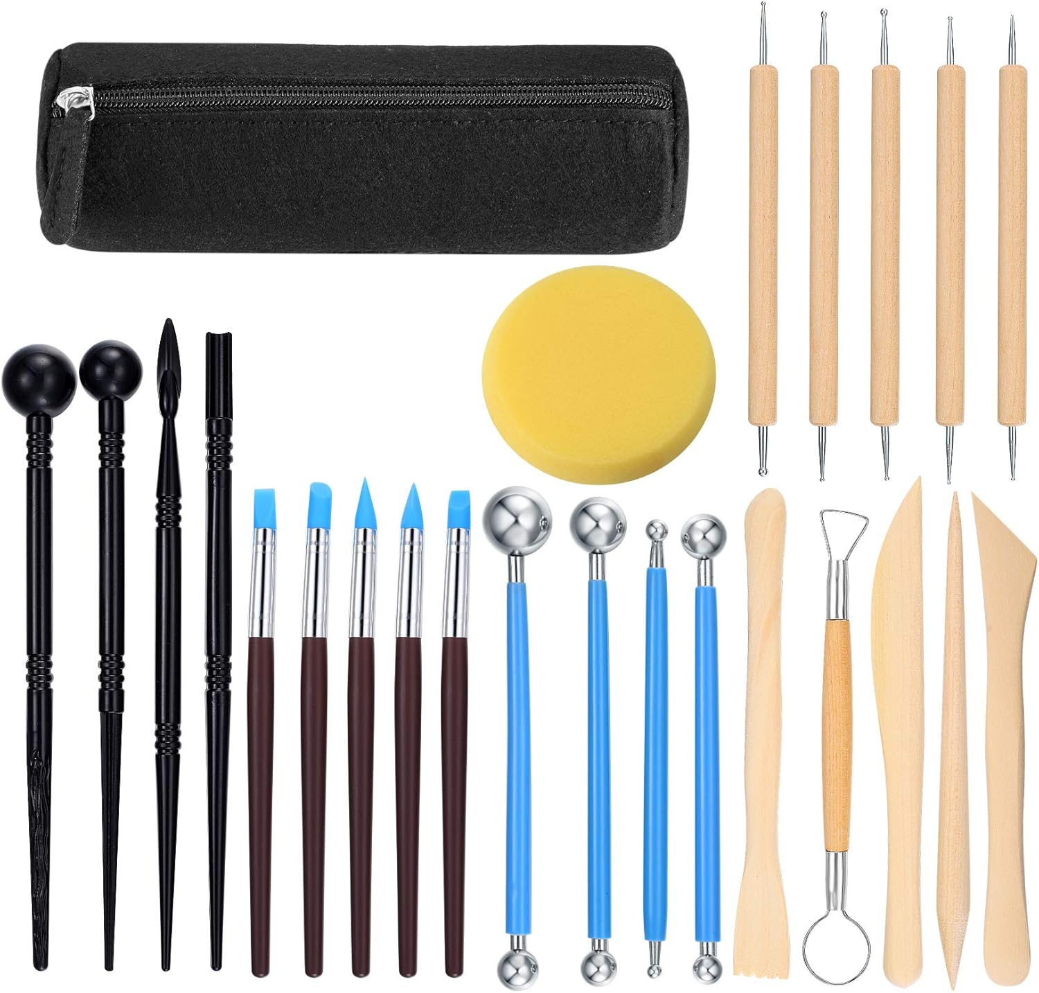 Polymer Clay Tools, 25 Pcs Clay Sculpting Tools, Ball Stylus Dotting Tools, Modeling Clay Tools Set, Ceramic Tools, Pottery Carving Tool with a Storage Bag for Engraving, Embossing, Shaping image number 1