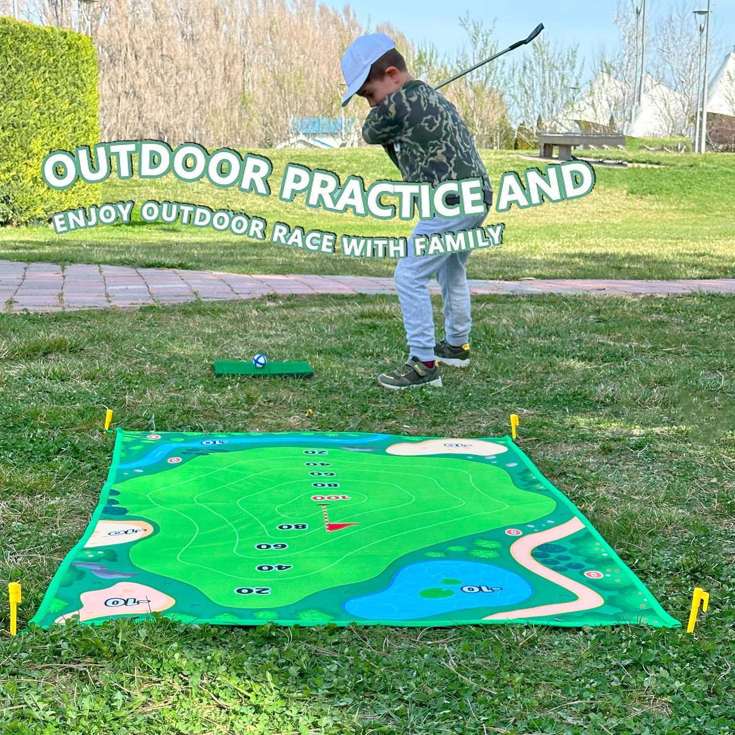 Golf Game Set with Club, Garden Game Set, Casual Set with Extra Thick Mat, Chipping Game with 20 Balls, Complete Club Sets for Indoor and Outdoor image number 3