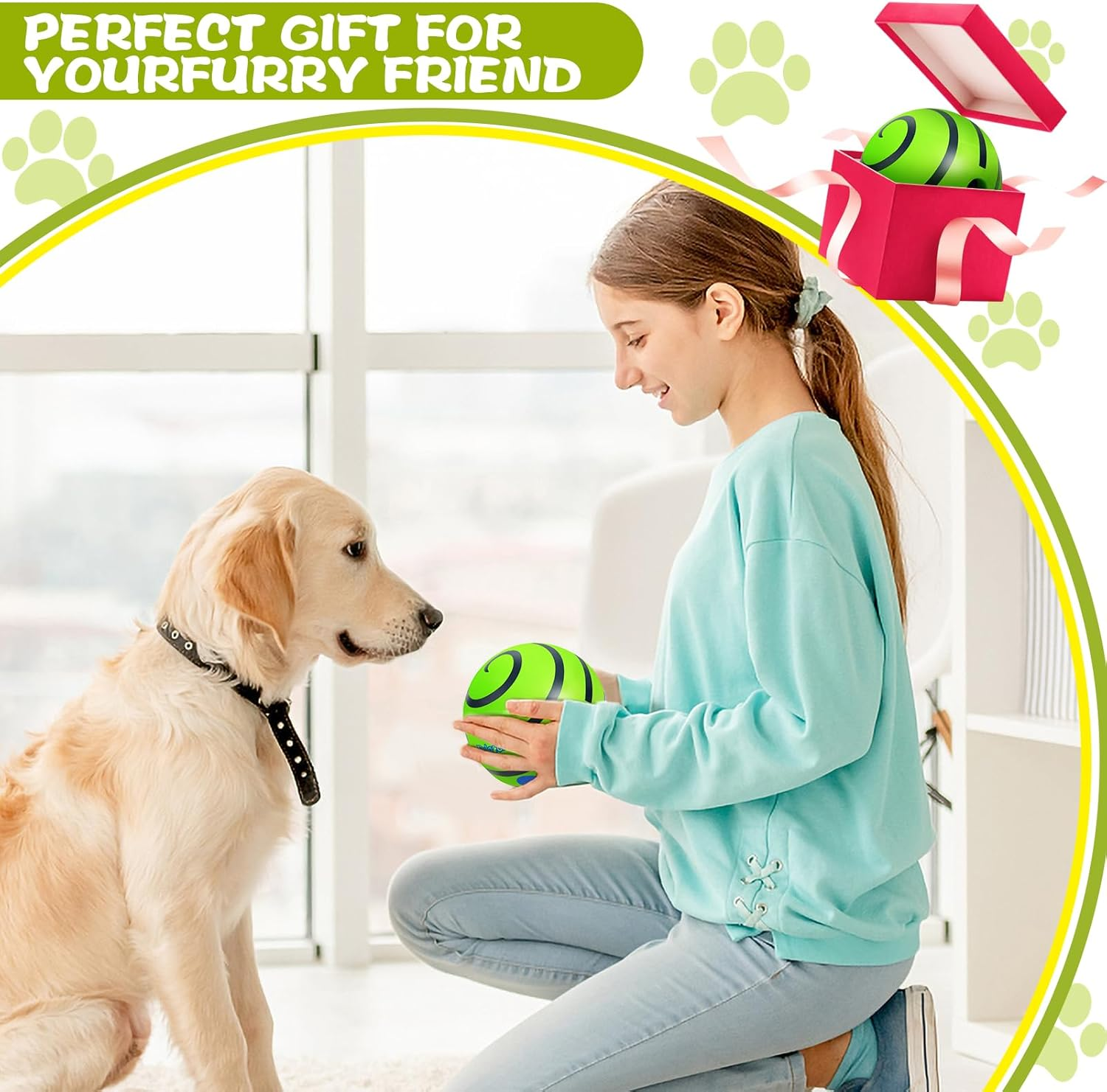 Dog Balls Interactive Dogs Ball for Large Dogs, 5.51Inch Dog Toy, Indestructible, Fun Squeaky Ball for Boring Training Teeth Cleaning image number 5