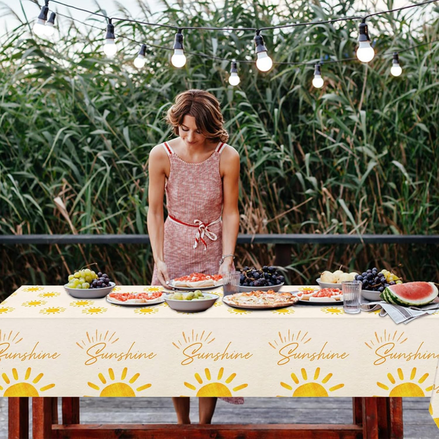 2 Pack Sunshine Tablecloth Boho Sun Birthday Party Table Covers Hippie First Trip around the Sun Decorations 51.2"X86.6"