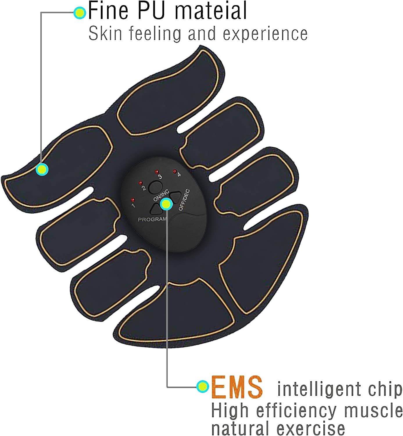 Muscle Toner Abs Stimulator with 12Pcs Free Gel Pads - Portable Muscle Trainer - Ultimate Abs Stimulator for Men Women - Workout Belt Body Training Gear Gym Fitness Equipment - Full Set for Abdomen Waist Arm Leg Training image number 6