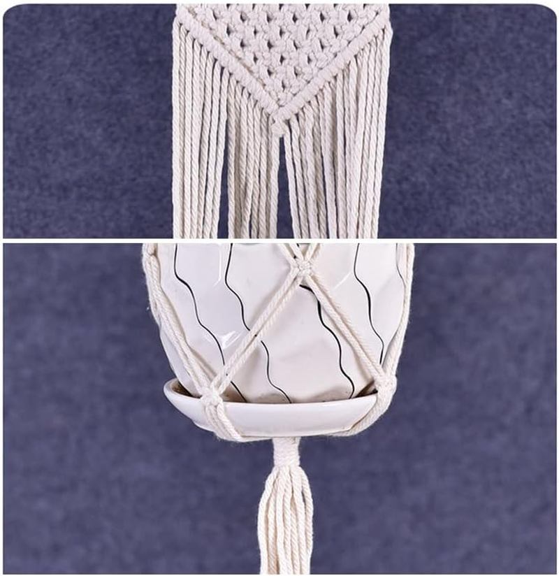 AIMALL Macrame Plant Hanger, 39 Inch Hand-Braided Hanging Planter Holder, Indoor Outdoor Flower Pot Basket with Cotton Rope, Boho Style for Living Room, Balcony, or Garden - 01 image number 4