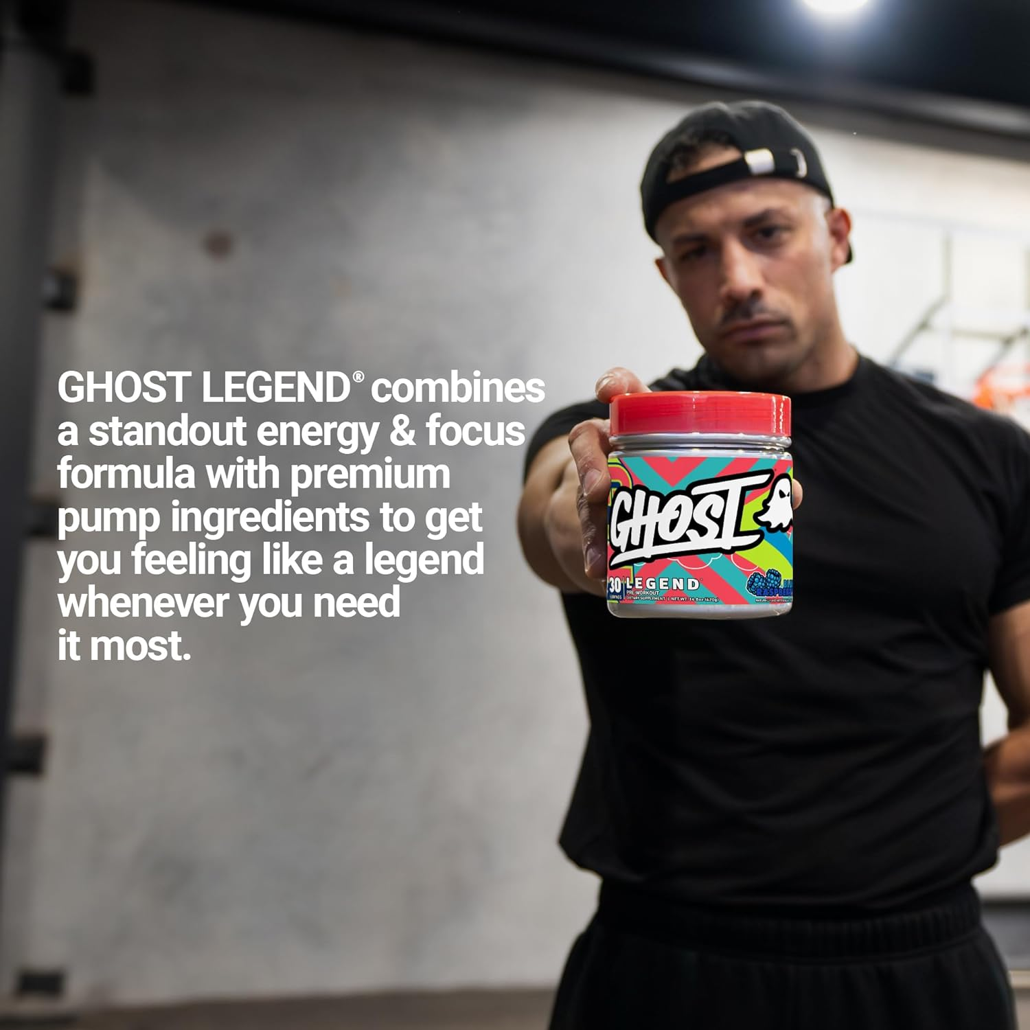 GHOST Legend V3 Pre-Workout Energy Powder- 30 Servings, BLUE RASPBERRY - Caffeine, L-Citrulline, & Beta Alanine Blend for Energy Focus & Pumps - Free of Soy, Sugar & Gluten, Vegan image number 4