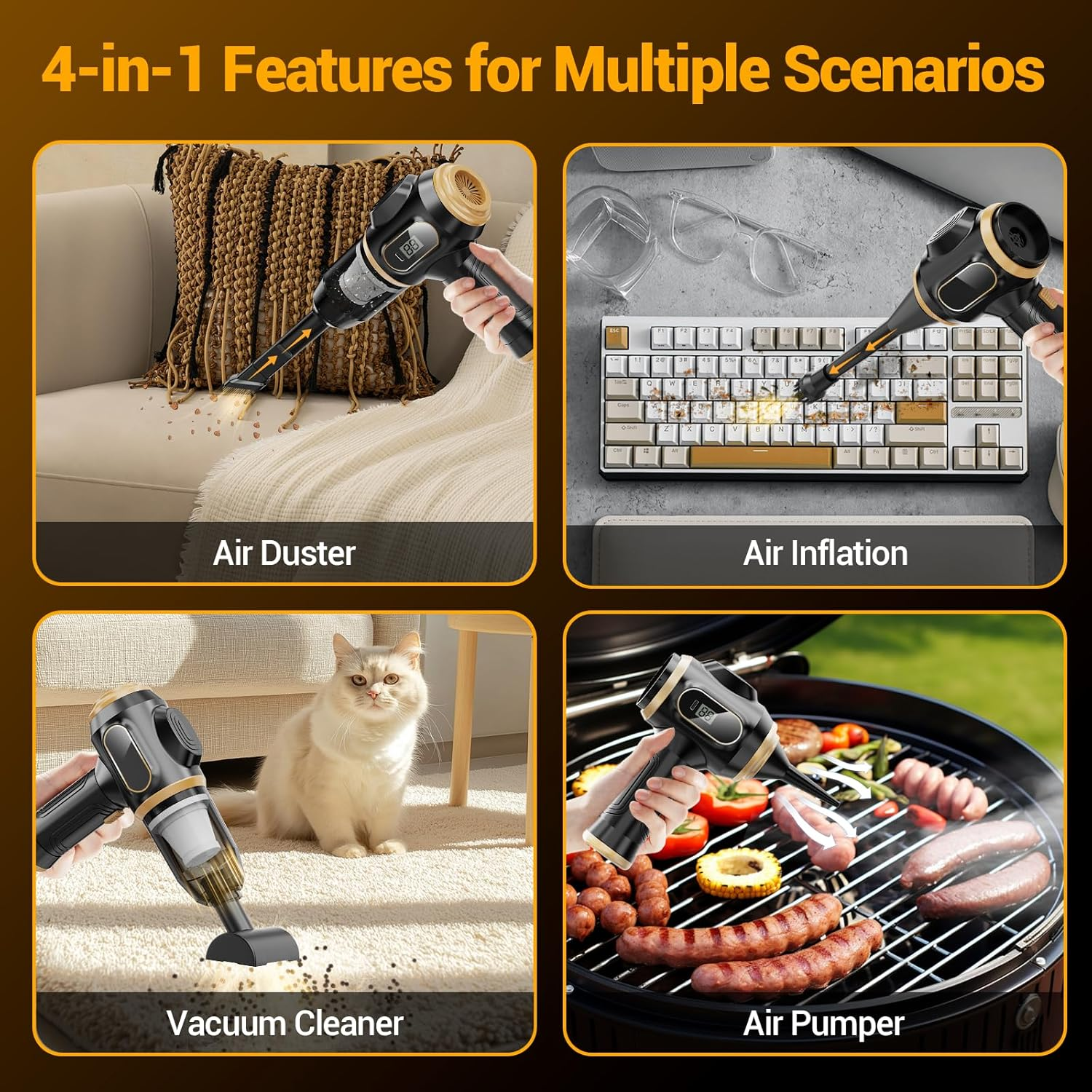 Portable Car Vacuum Cordless Mini Handheld Vacuums Cleaner Rechargeable with LCD Display and Multi-Nozzles, High Power Hand Held Cleaners for Car, Home, Office, Sofa, Pet Hair,Keyboard image number 2