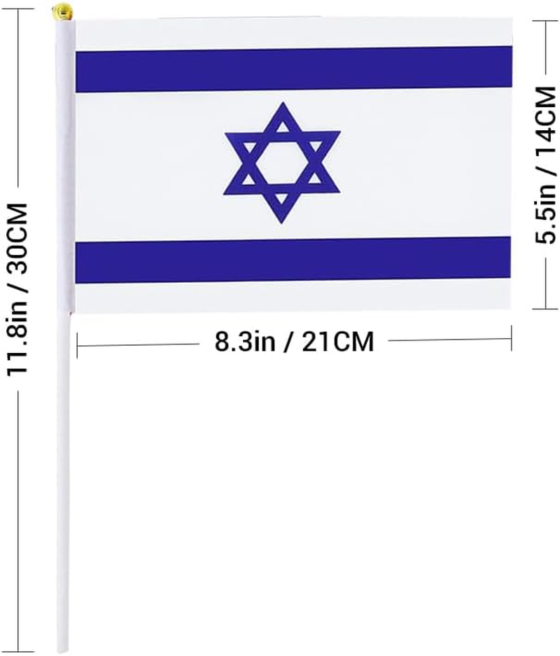 20 Pack Small Israel Flags on Stick Mini Handheld Israeli Flag for Parades, Independence Day and Patriotic Events 5X8 Inch Durable Weather-Resistant Flags with 12 Inch Sticks(Israel) image number 3
