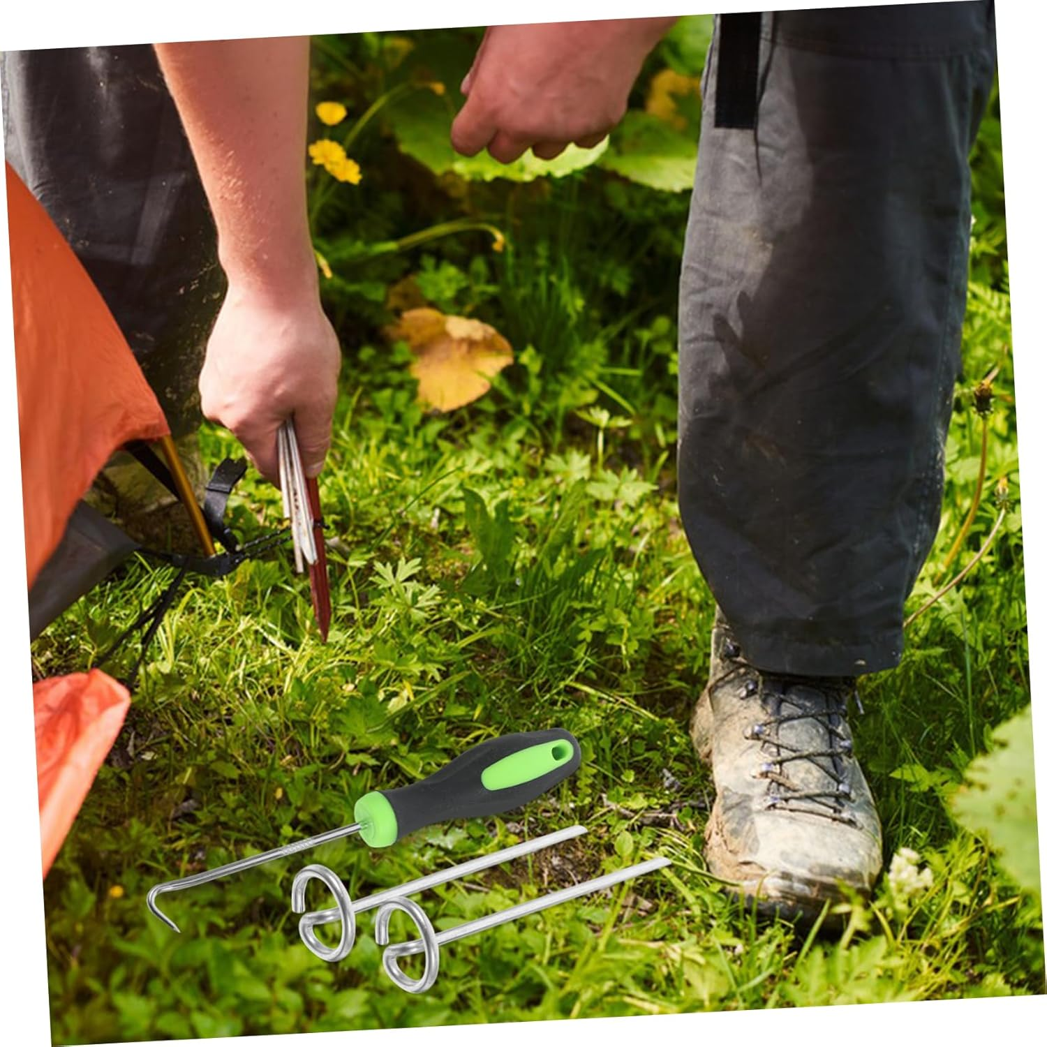 1Set Heavy-Duty Landscape Fabric Stakes for Soil Stabilization Garden Staples for Flower Bed and Outdoor Use Top Pin image number 3