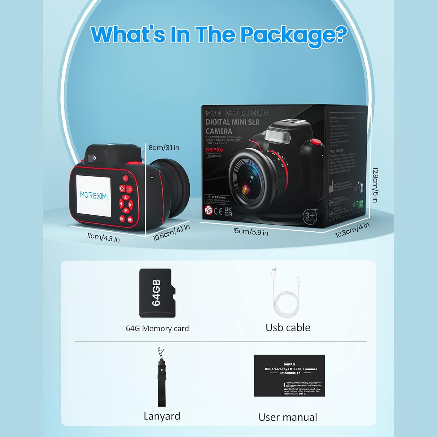 Children'S Camera, Entry-Level 4K Digital Camera for Children, Rotatable Zoom Lens, 8 to 15 Year Old Camera Toy for Boys and Girls, with 64G SD Card, the Best Christmas and Birthday Gift. image number 5