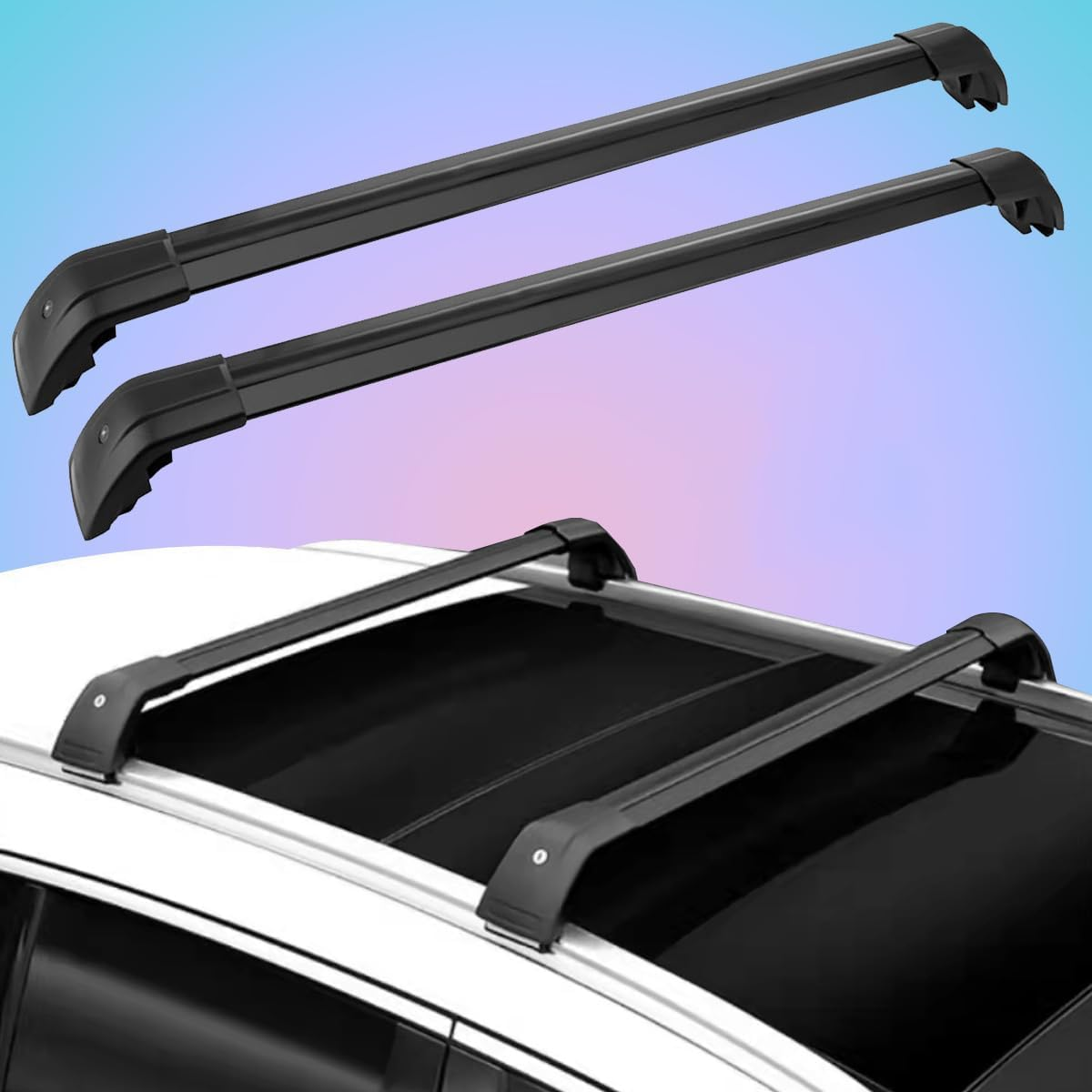 2PCS Crossbars Cross Bars Fit for Benz GLA H247 2020-2025 Lockable Roof Rail Rack Black Aluminum Alloy image number 4