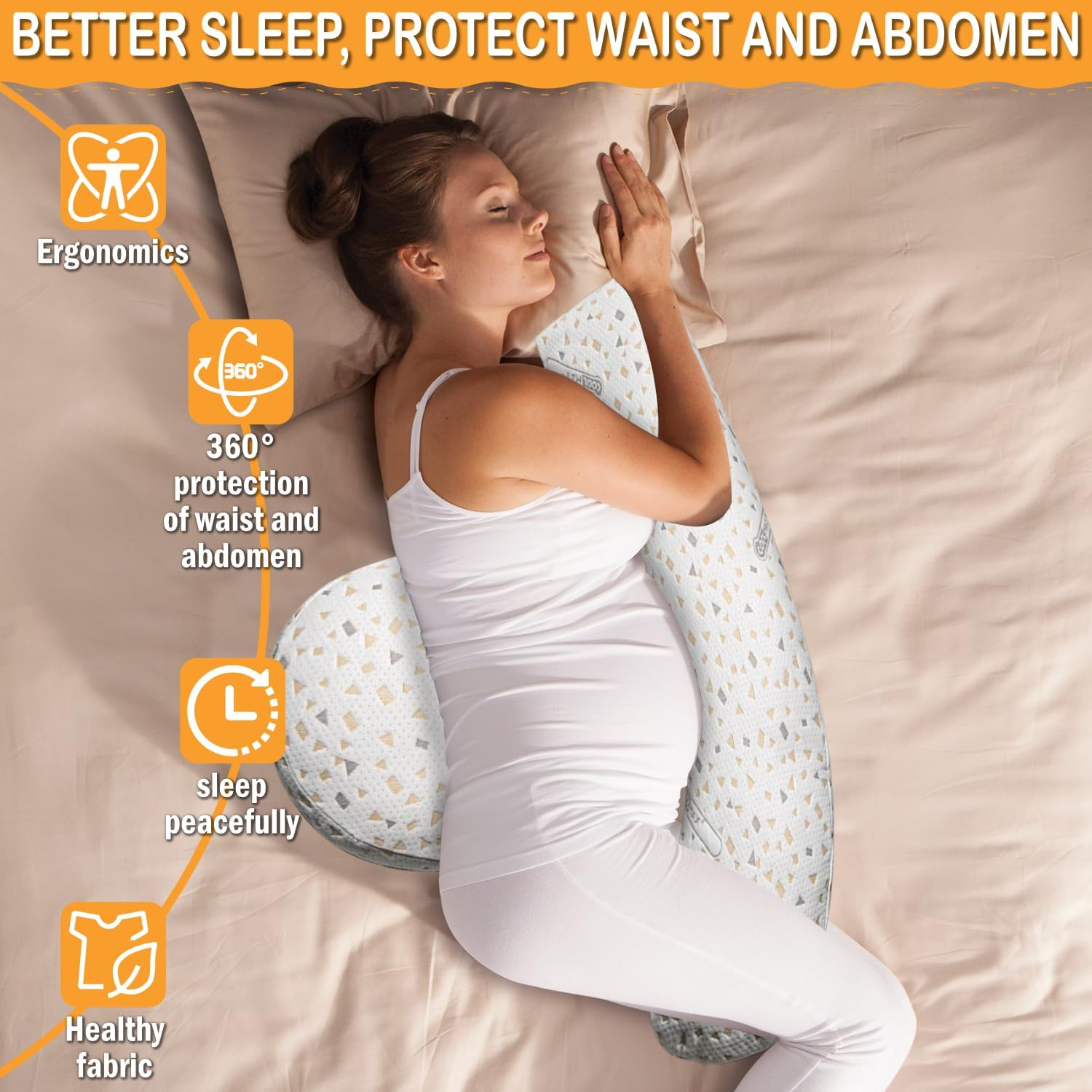 Pregnancy Pillow, Maternity Pillow Support for Sleeping Pregnancy Pillow for HIPS, Backs, Legs, Maternity Pillow with Detachable and Adjustable Pillow Cover, Large image number 6