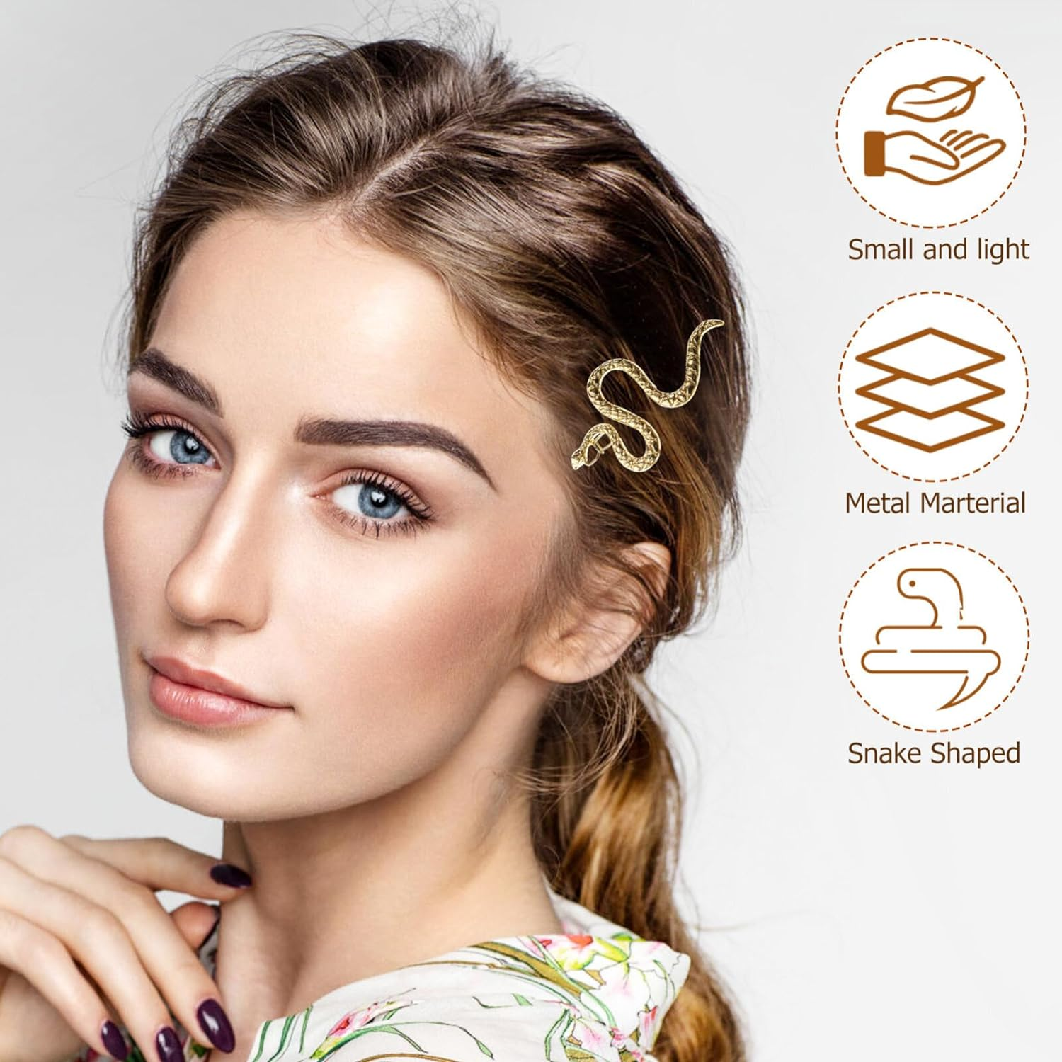 Luxshiny 4Pcs S-Shaped Hairpin Snake Shaped Metal Hairpin Fashion Hair Clips for Women Ladies for School Hair Accessories and Daily Use image number 2