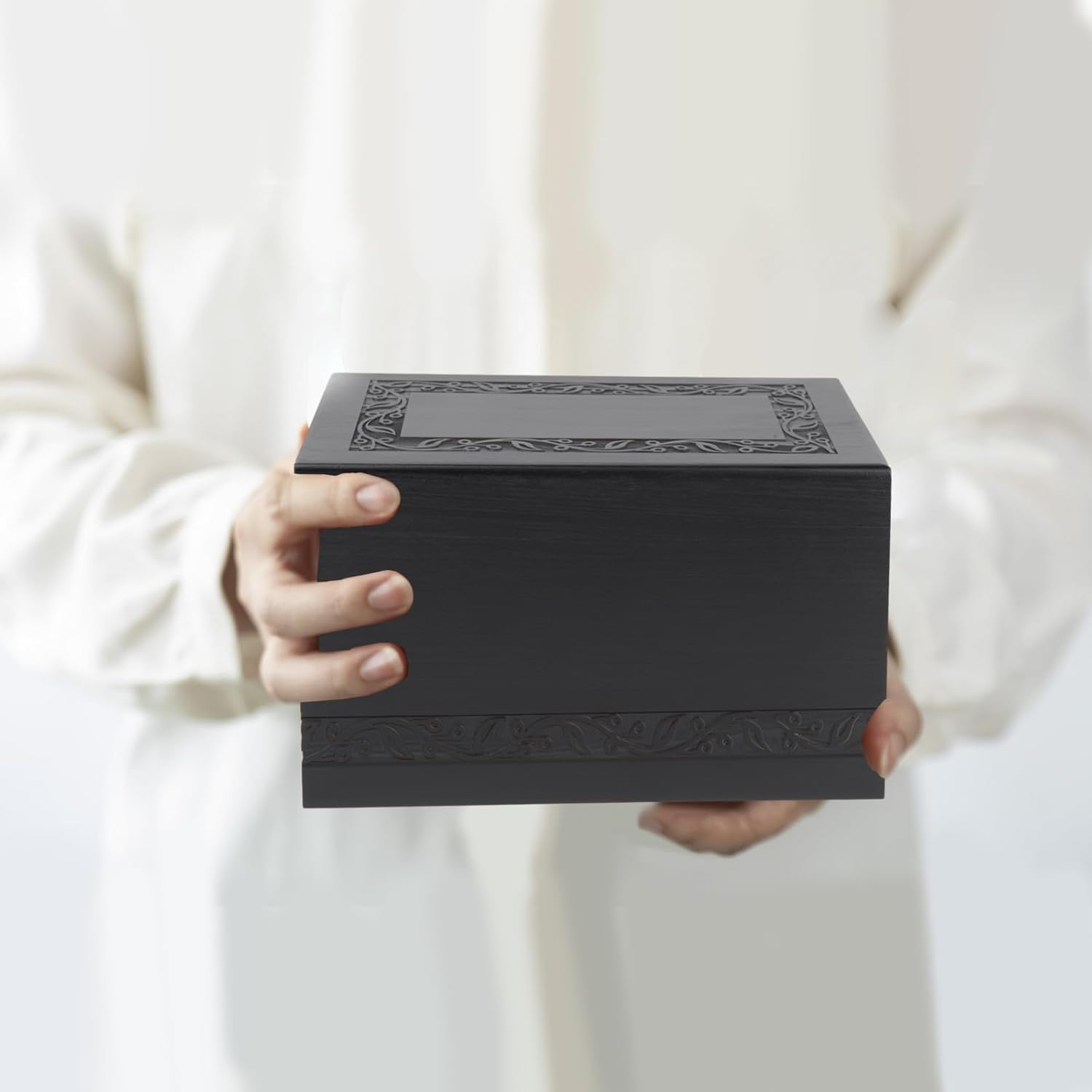 Wooden Tree of Life Cremation Urn for Human Ashes - Adult Male Female, up to 250 Cubic Inches - Funeral Memorial for Mom Dad (Black) - Red image number 2