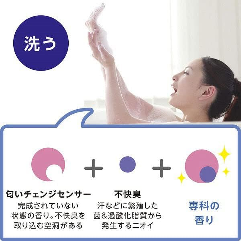 Senka SENKA Perfect Bubble for Body Floral plus Body Soap, 16.9 Fl Oz (500 Ml) + Refill Use, 11.8 Fl Oz (350 Ml) X 2 Pieces, Set of Sweat and Odor, Body Shampoo, Refill image number 4