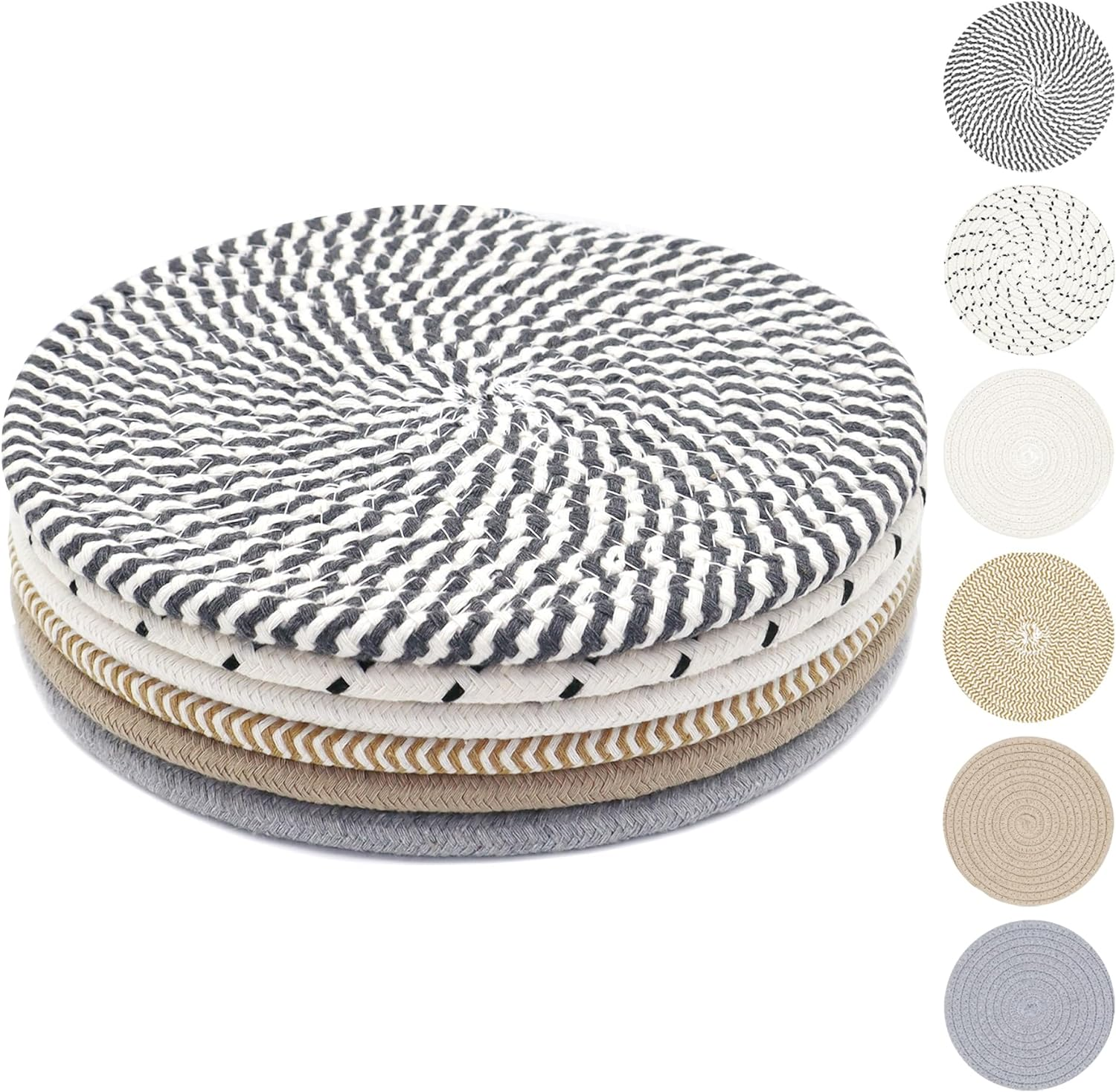 8 Inch Trivets for Hot Dishes, Hot Pots and Pans, Thick Heat Resistant Large Coaster for Kitchen, Hot Pads, Kitchen Essentials, Kitchen Decor for Table & Countertop, 6 Pcs