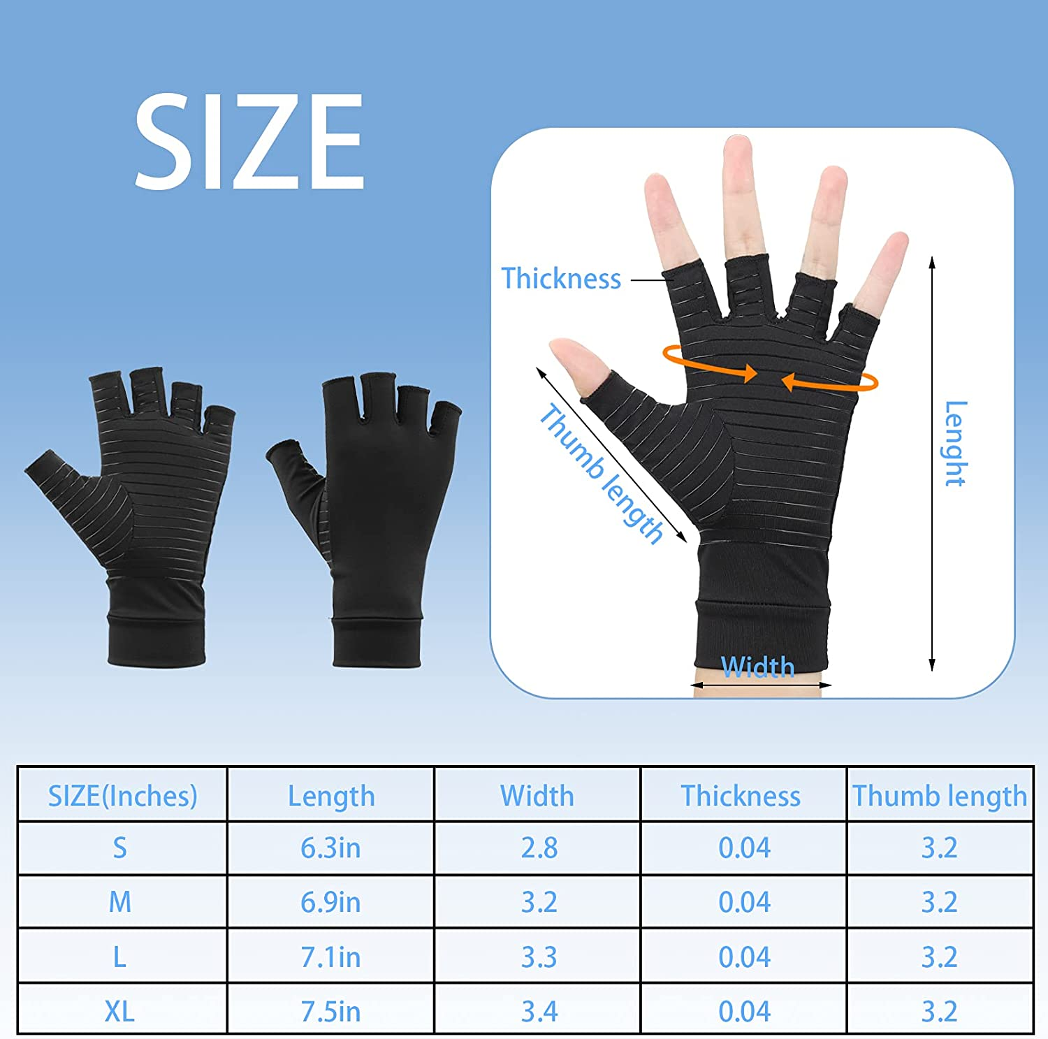 Compression Gloves, Feimvbe Copper Arthritis Gloves Can Relieve Joint Pain, Carpel Tunnel, Rheumatoid Arthritis, Swelling and Fatigue Symptoms, Hand Brace Support for Women and Men image number 5