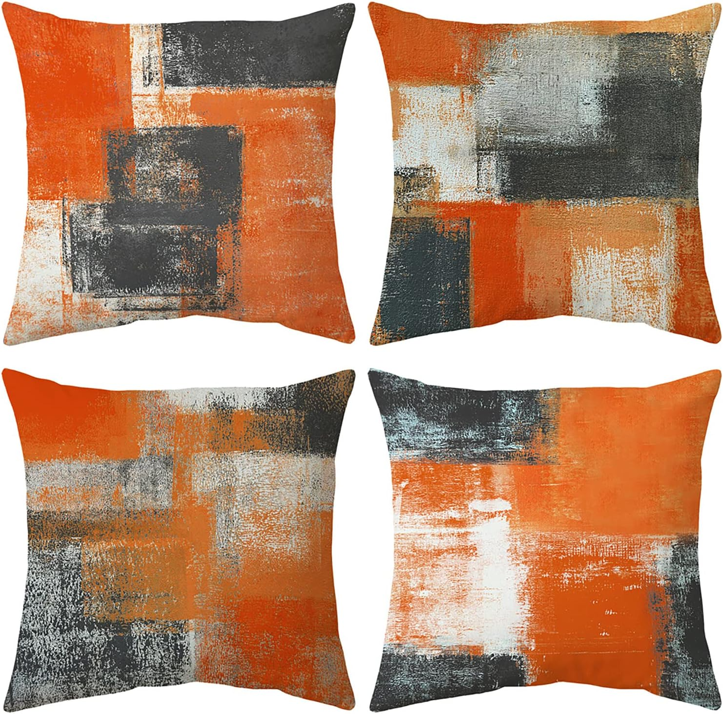 Decorative Throw Pillow Covers Burnt Orange Cushion Cover Taupe Abstract Art Painting 4 Pcs Pillowcase 18X18 Inch for Sofa Couch Bedroom Living Room Outdoor Home D&eacute;cor image number 6