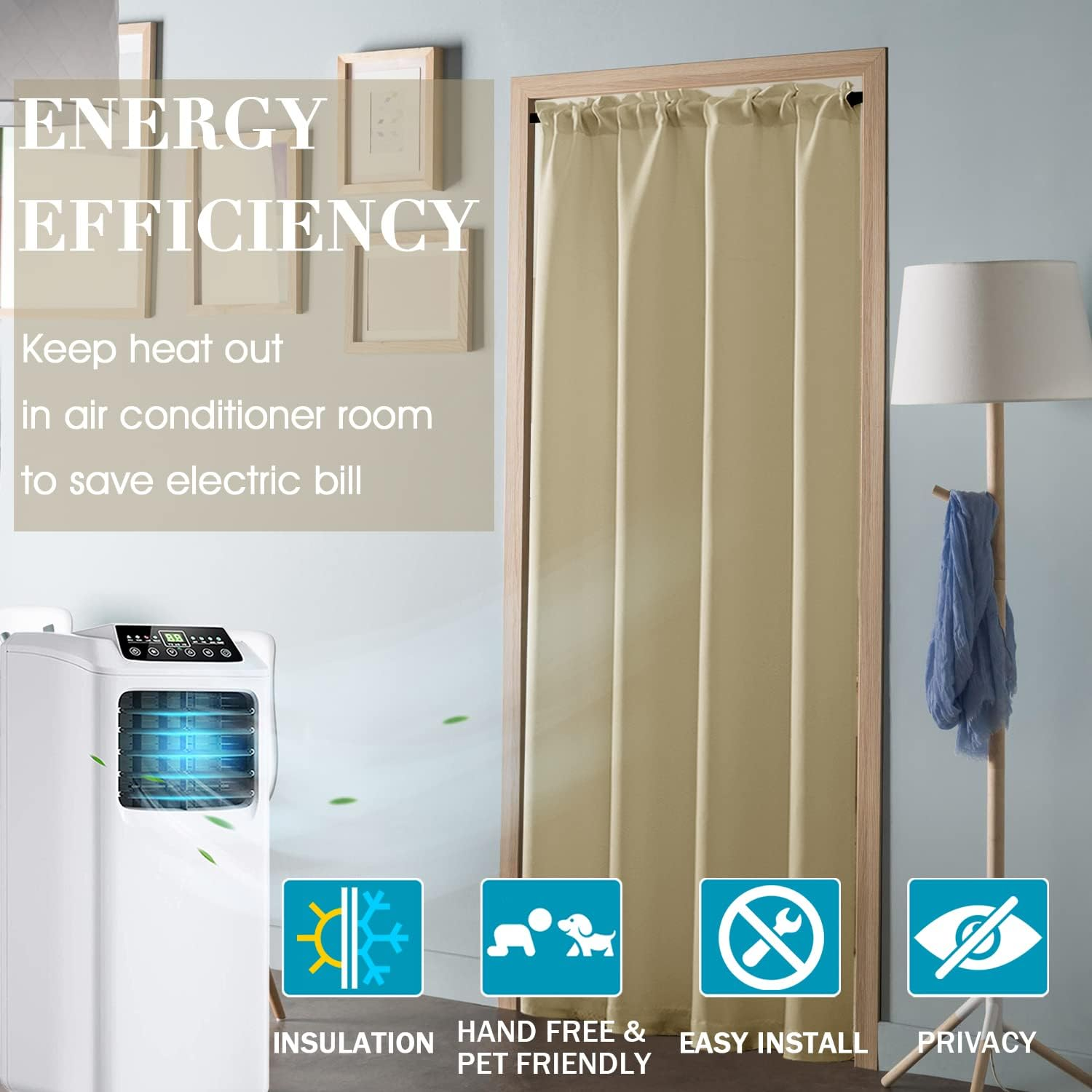 PANELSBURG Closet Doors with No Door,Temporary Curtain for RV Room Seperator Fake Interior Accordion Door,Fit 24-36 Inch Doorway,Oak Wooden Tan Beige