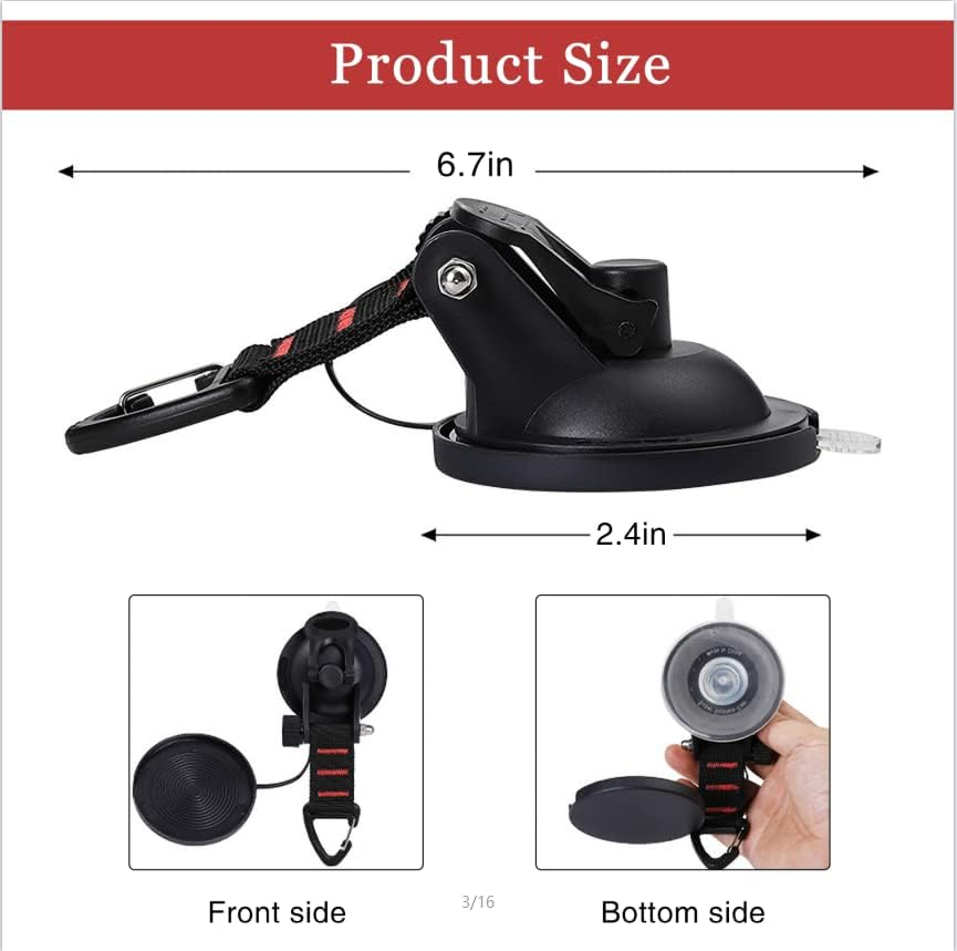 INMORVEN Heavy Duty Suction Cup Hooks，Camper Accessories 4 Pieces Car Camping Essentials with Rotatable Hooks Tie down with Viscous Silicone Strong Power for Car Awning Boat Accessory.(Red Line) image number 4