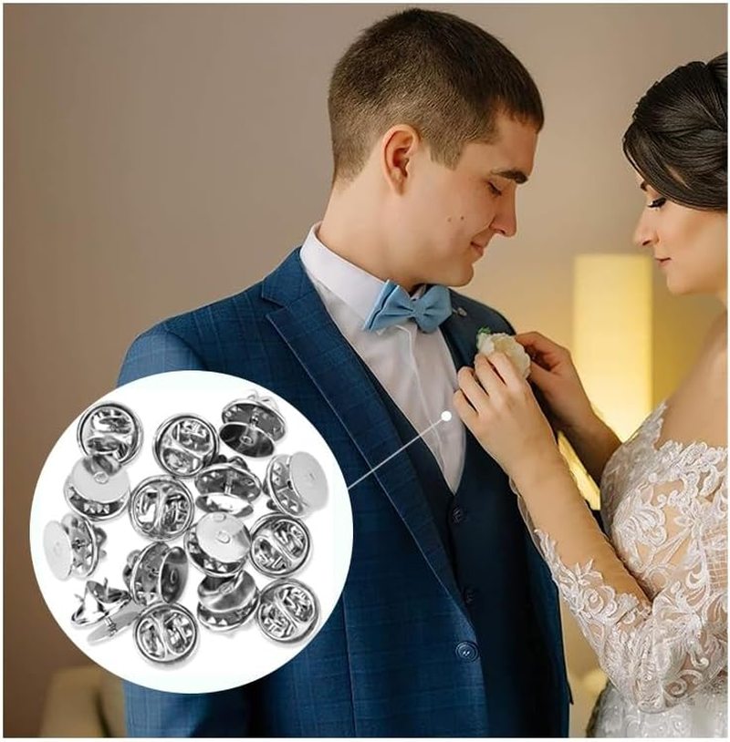 New 100 Piece Butterfly Clutch with Pins Safety Pins Hat Pin Badge Silver Color Metal Tie Back Lapel Butterfly Closure Fastening Practical and Popular Beautiful Design for DIY Jewelry Craft Making Silver image number 1