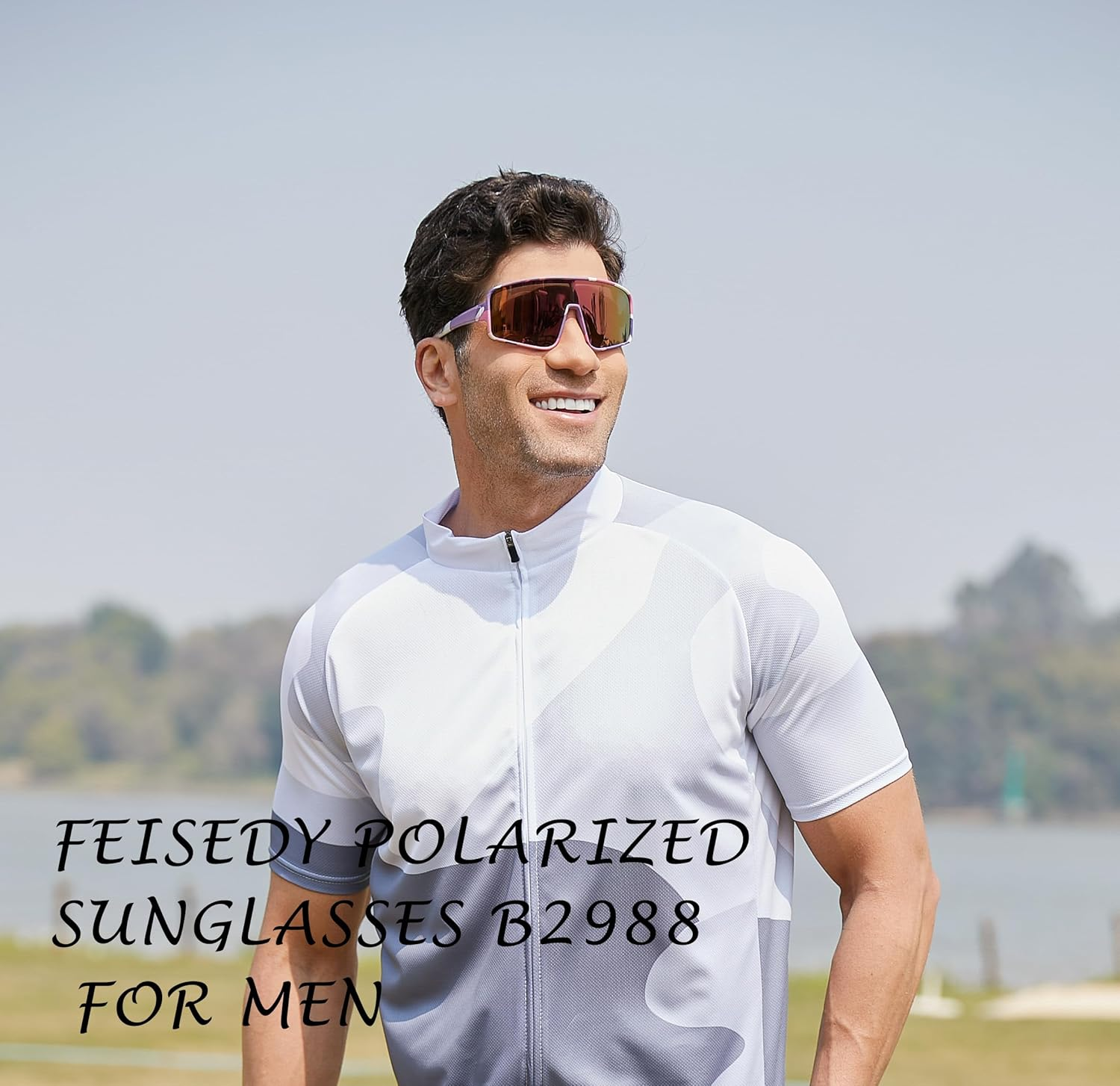 FEISEDY Sports Sunglasses Polarized Oversized Shield for Women Men Youth Baseball Cycling Running Outdoor Visor B2988 image number 6