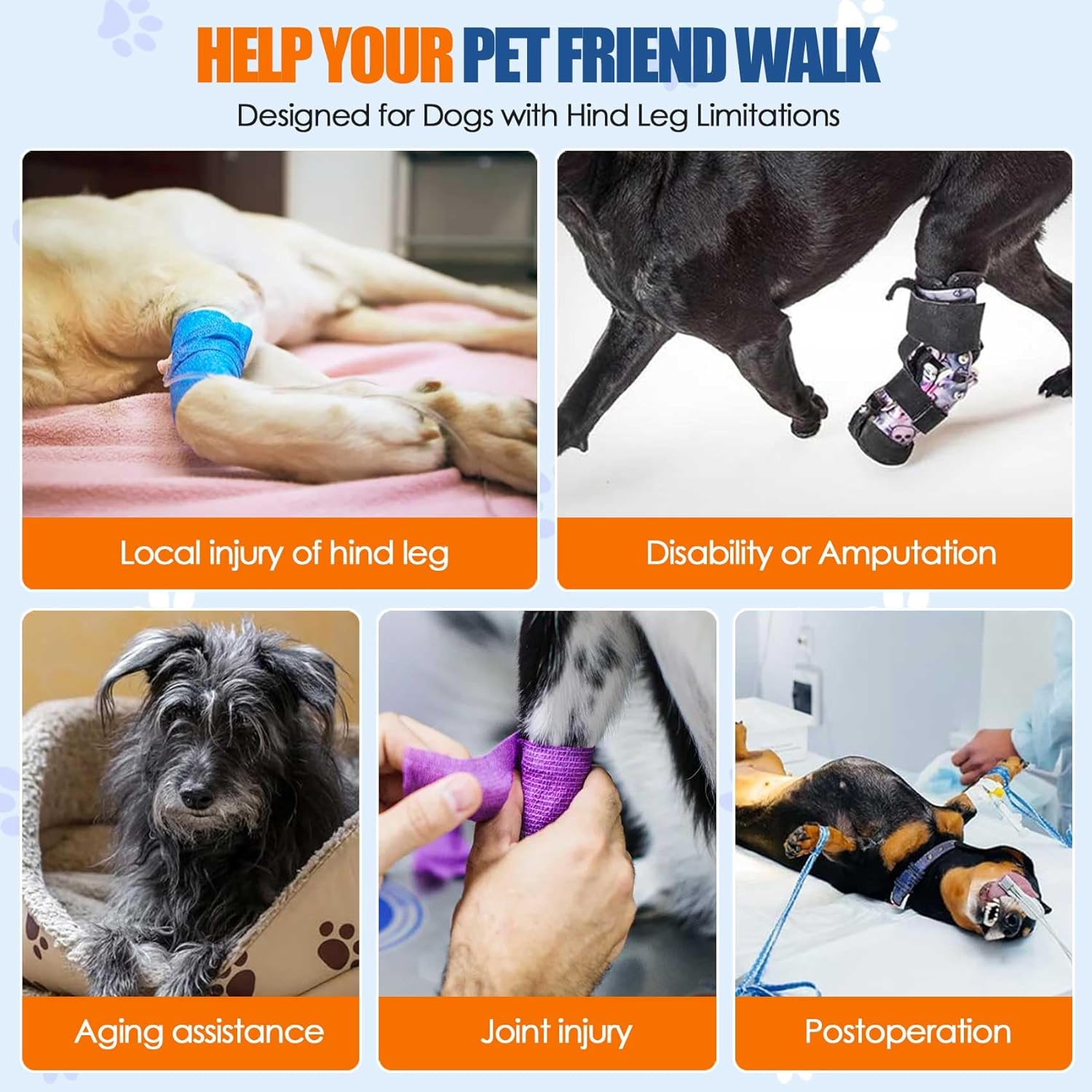 AUTOWT Dog Sling Harness, Hind Leg Support Sling for Elderly Injured Arthritic Disabled Dogs Provides Rehabilitation Aid for Weak Back Legs, Comfy Pet Auxiliary Harness for Walking Climbing image number 5