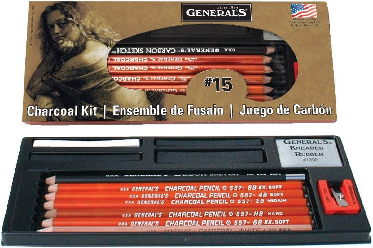 General Pencil Charcoal Kit, 13-Piece