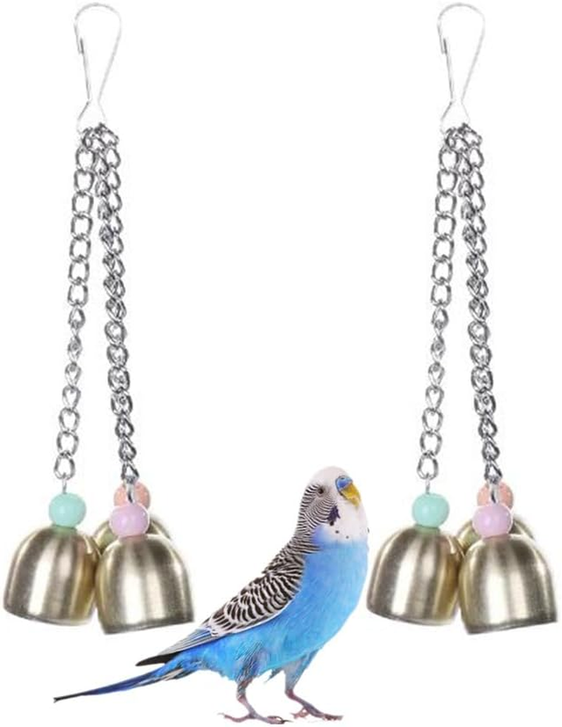 Pet Bird Toy, Wanfoou 2 Pcs Parrot Alloy Bell Toys, Parrot Bell Cockatiel Toys, Lightweight Metal Bell,Small Bird Toys Pet Parrot Toy, for Cockatiels, Conures & Lovebirds image number 1