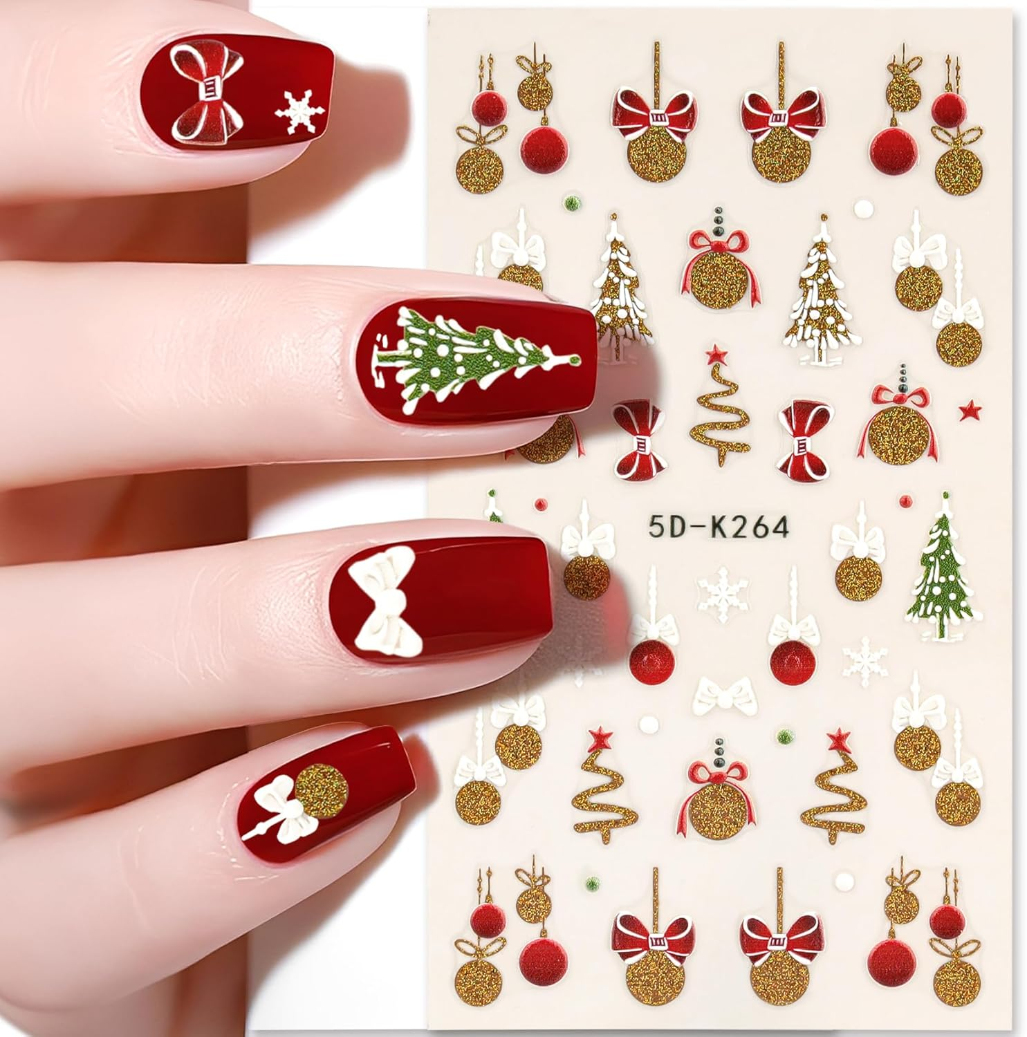 Woration Nail Art Decorations Accessories Supplies Stickers Self-Adhesive Nail Decals 5D Stereoscopic Embossed Flower Leaf Carving Design for Women Girls DIY Craft