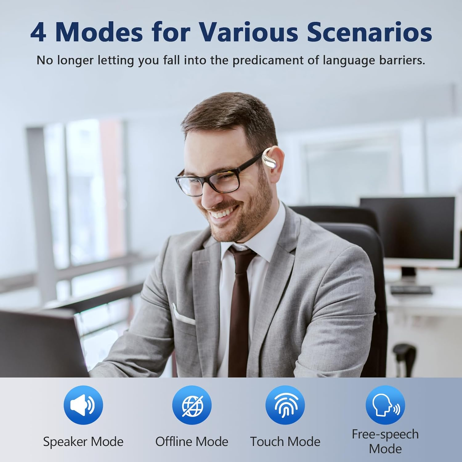 AI Translation Earbuds Real Time, 3-In-1 Translator Earbuds 164 Languages & Accents, Audifonos Traductores Ingl&eacute;s Espa&ntilde;ol,Open Ear Wireless Headphones with Charging Case Fit Ios & Android,Skin Tone image number 5