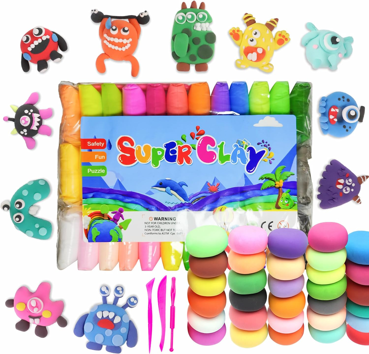 Air Dry Clay - 36 Colors Modeling Clay for Kids Refills, Safe and Non-Toxic Modeling Clay, Ideal Gifts for 3 4 5 6 7 8 9 10 Years Old Kids,Christmas Birthday Present