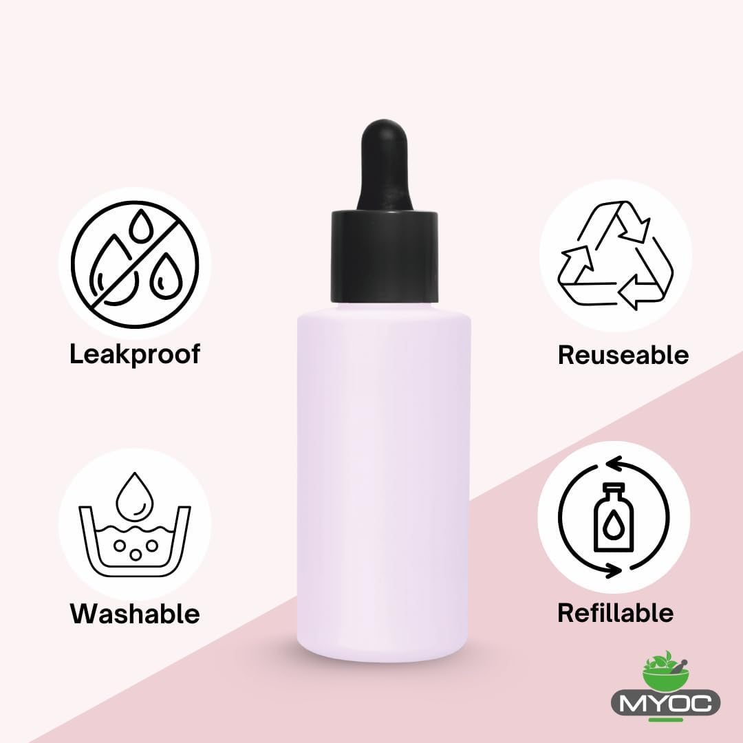 Lilac Colour Glass Dropper Bottle for Essential Oils | Set of 4 | 50Ml | Elegant & Durable | Includes Funnel | Ideal for DIY Beauty & Aromatherapy