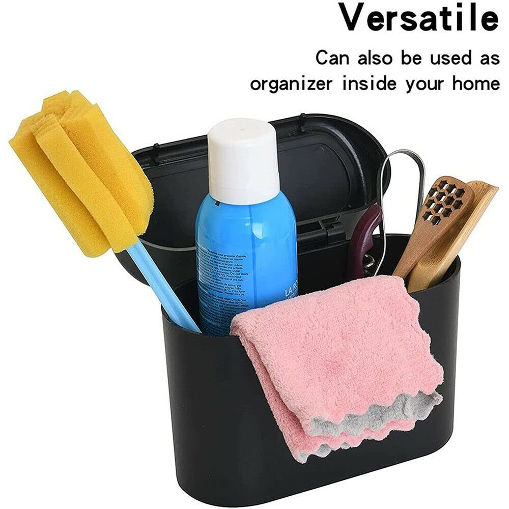 Auto Car Trash Rubbish Can Garbage Dust Dustbin Box Case Holder Bin Mini Trash, Easy to Attach & Space-Saving Design, Black, 6.3X5.63X3.35 In image number 5