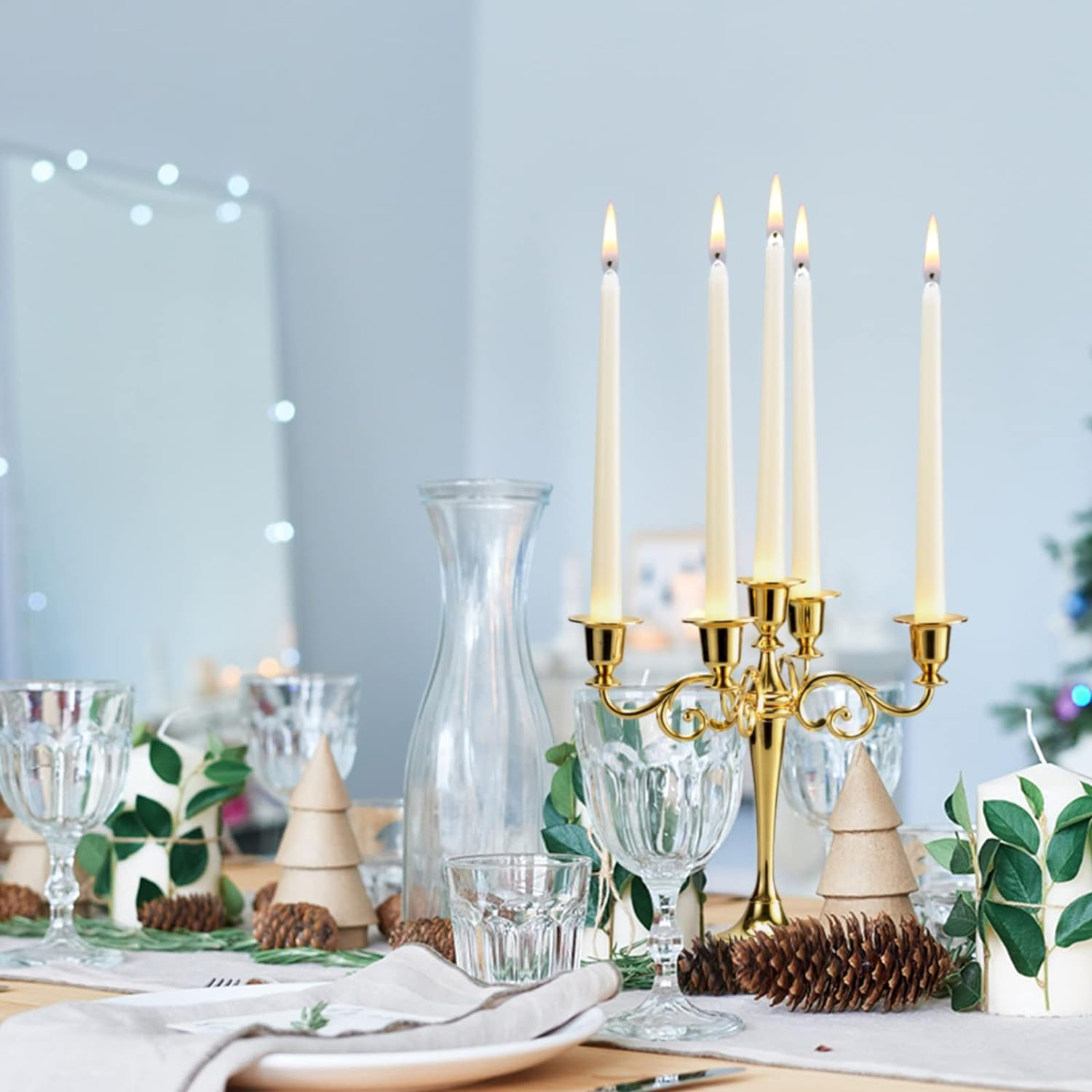 Flamecan Ivory Taper Candles, Set of 20 Unscented and Smokeless 10 Inch Candles Long Burning, Paraffin Wax with Cotton Wicks for Burning Approxinately 7-8 Hours Time (F2023008)