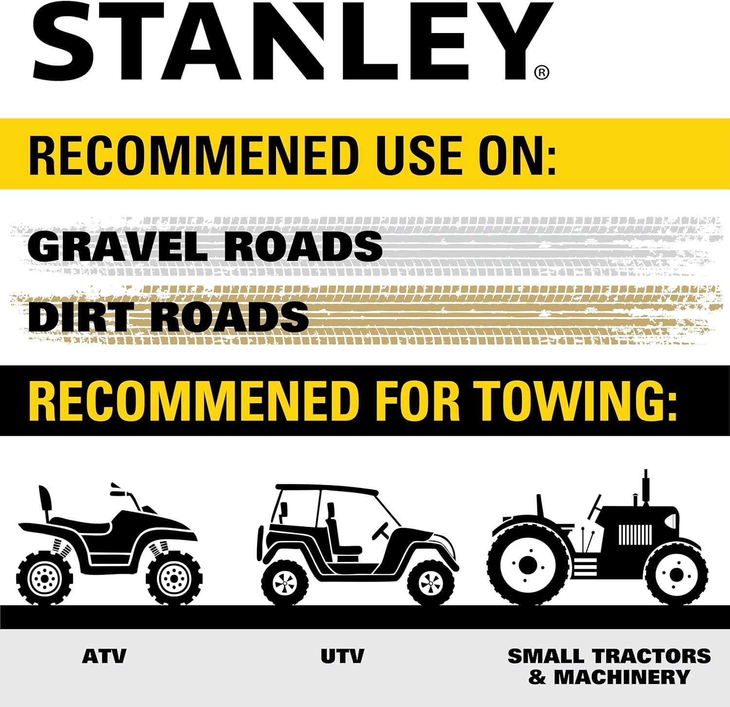 STANLEY &lrm;S1053 Black/Yellow 2" X 30' Heavy-Duty Tow Strap with Black Forged Steel Hooks - 3,000 Safe Working Load / 9,000 Lb Break Strength